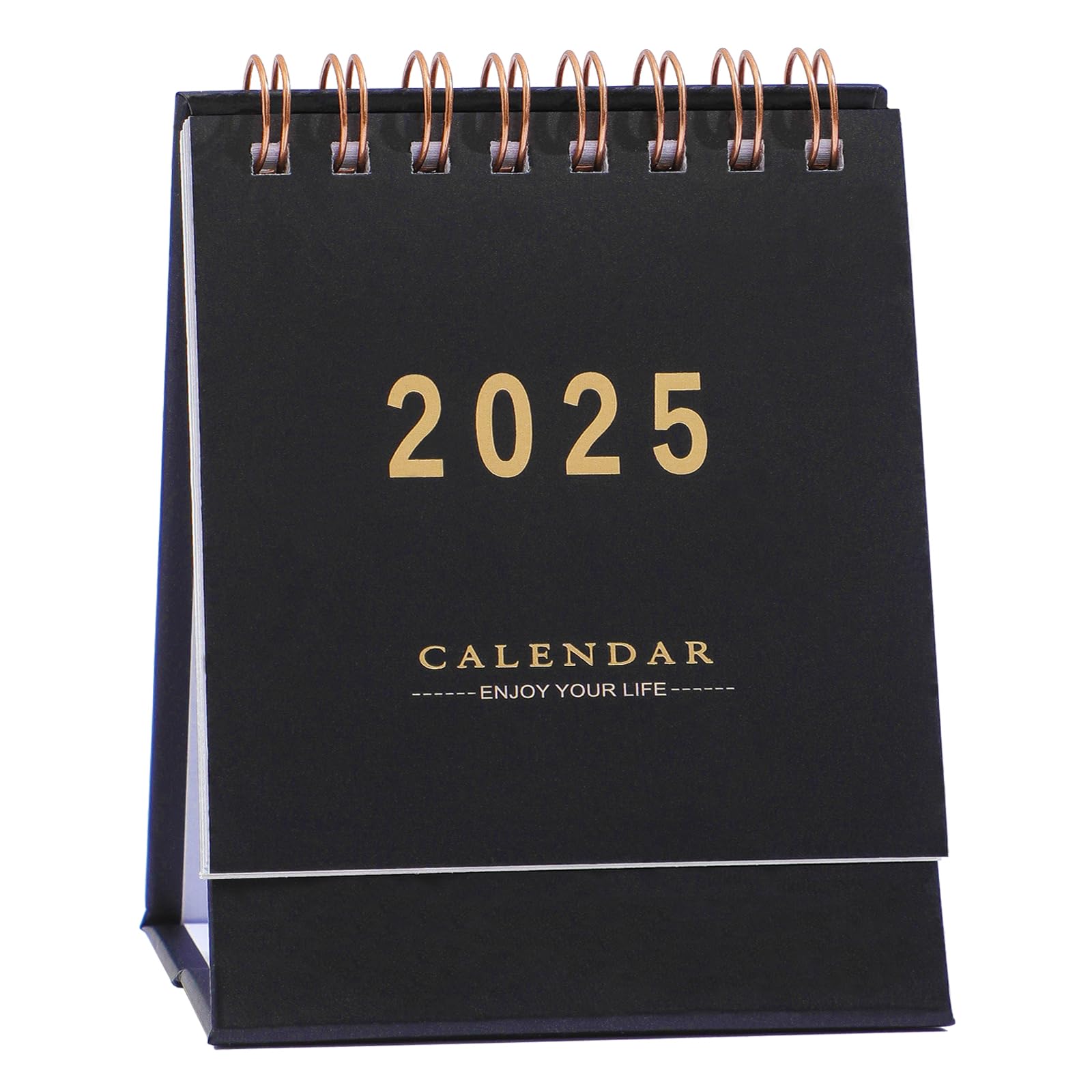 2025 Mini Desk Calendar - Standing Flip Monthly Desktop Planner with Thick Paper & Twin-Wire Binding - Home & Office Organization (Black) - Perfect for Work Desks, Study Tables & Gift Giving