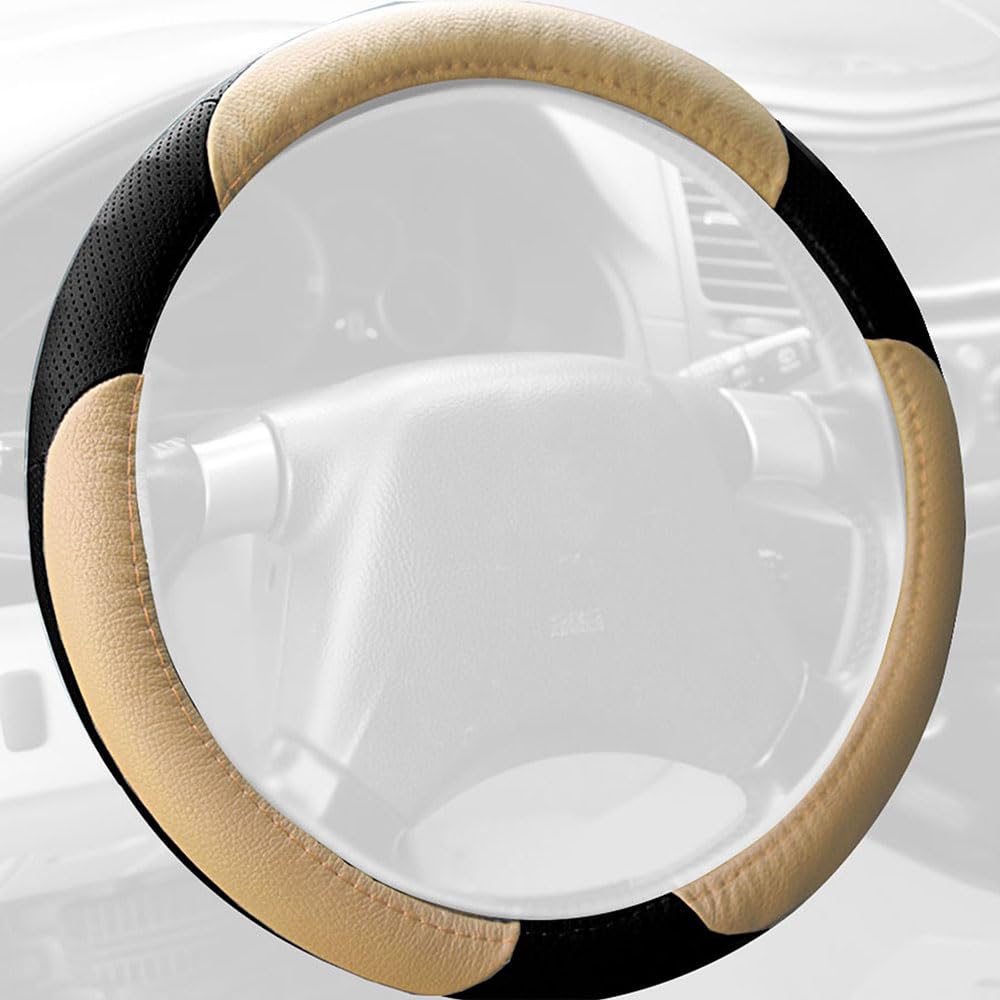 FH Group Leather Steering Wheel Cover - Universal Fit for Cars & SUVs - Driving Comfort