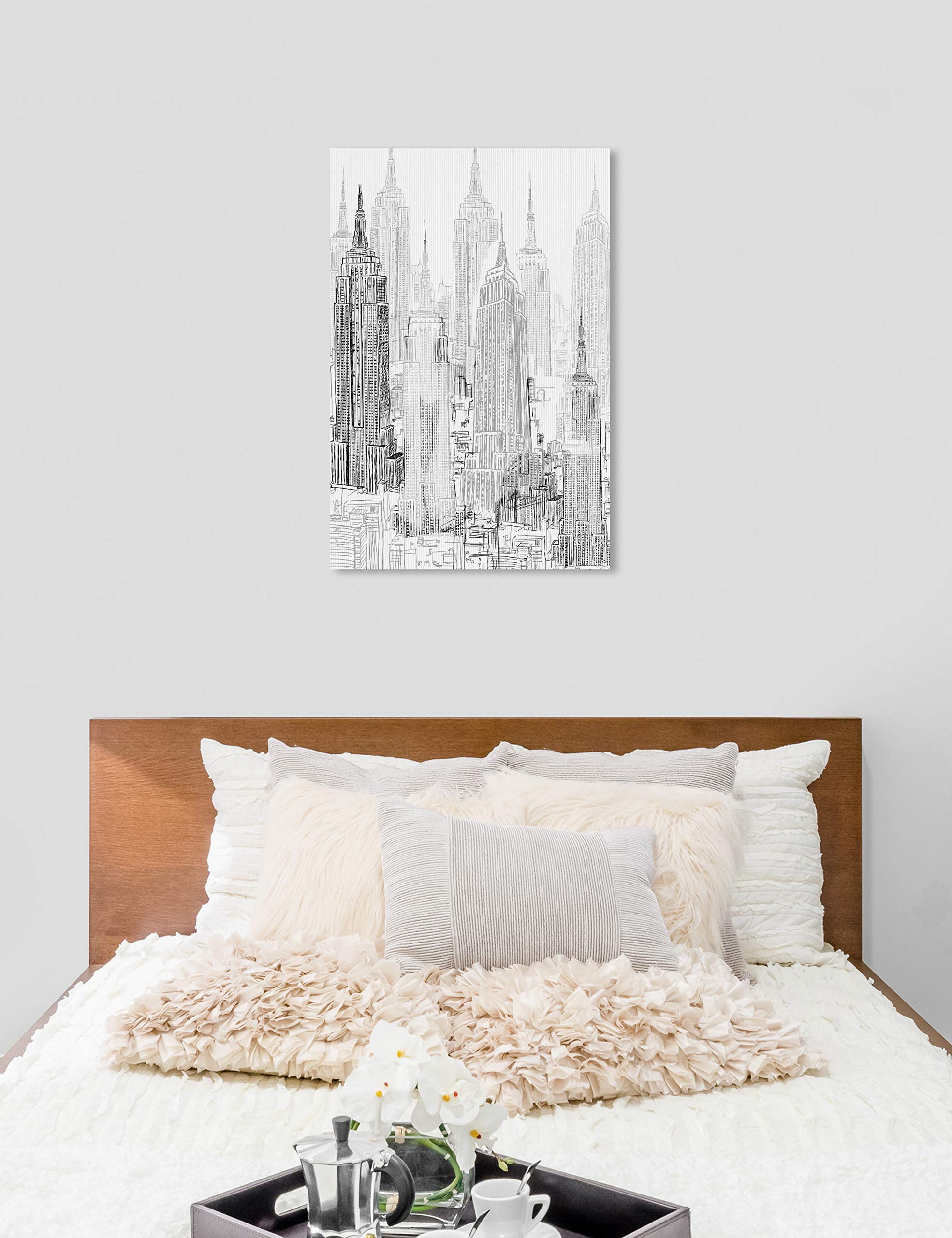 City Skyline Wall Art Canvas Prints - Modern Urban Buildings & Skylines Decor for Living Room, Office & Home