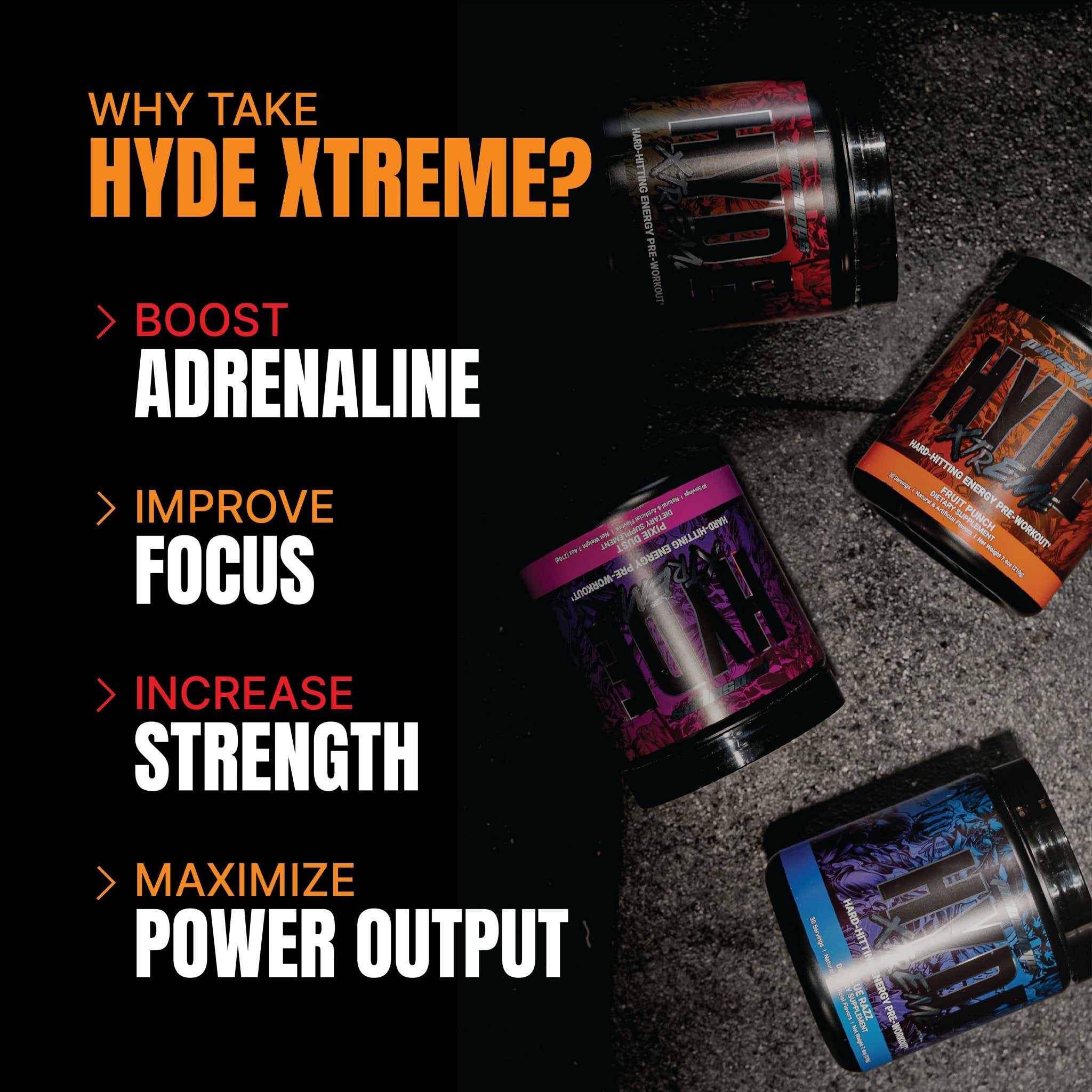 Pro Supps HYDE Xtreme Pre-Workout Powder - Energy & Strength Booster for Gym, Fitness & Bodybuilding | Best for Intense Training & Muscle Growth