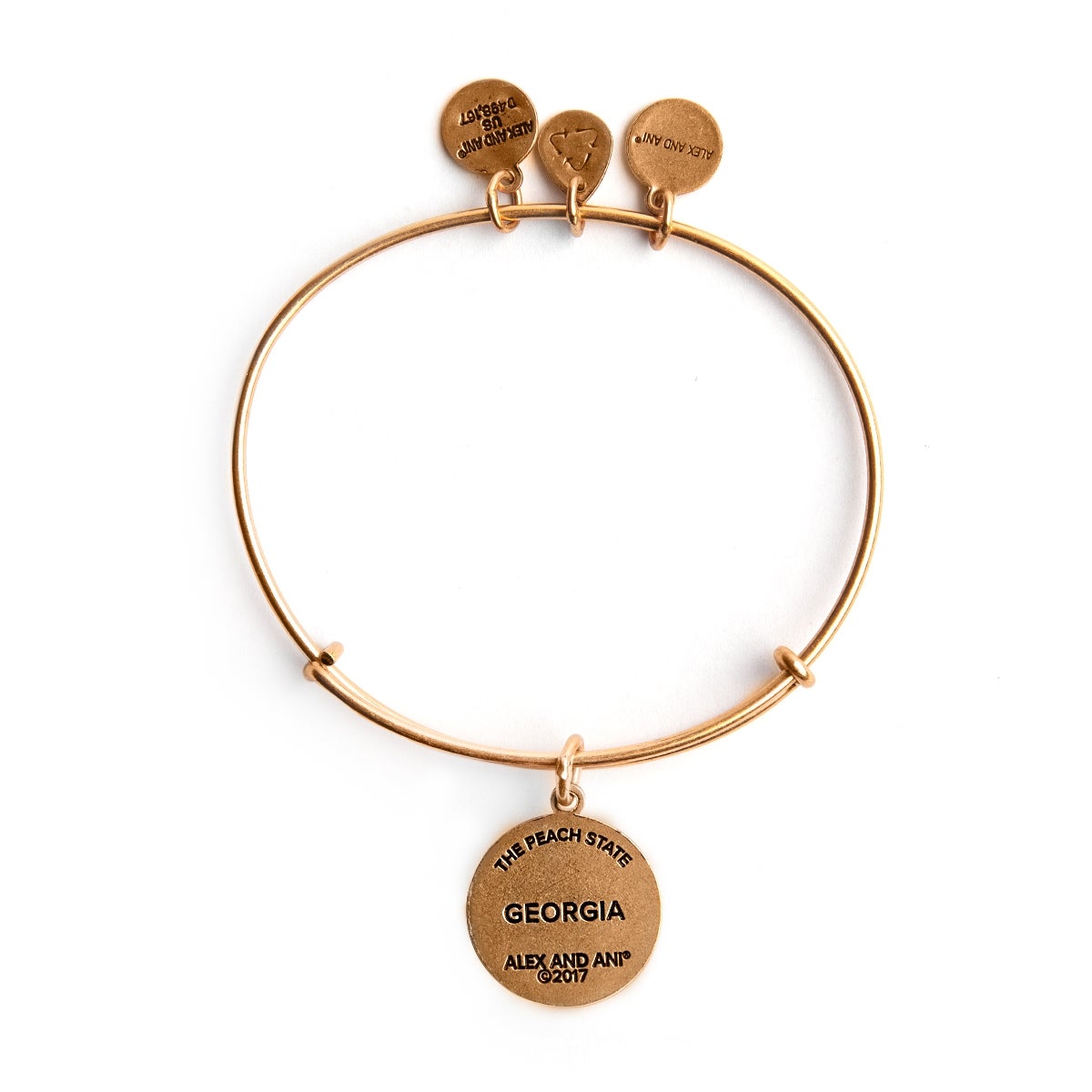 Georgia Peach Charm Bangle - Sterling Silver Adjustable Bracelet - Southern Style Jewelry Gift for Women - Perfect for Weddings, Parties & Everyday Wear