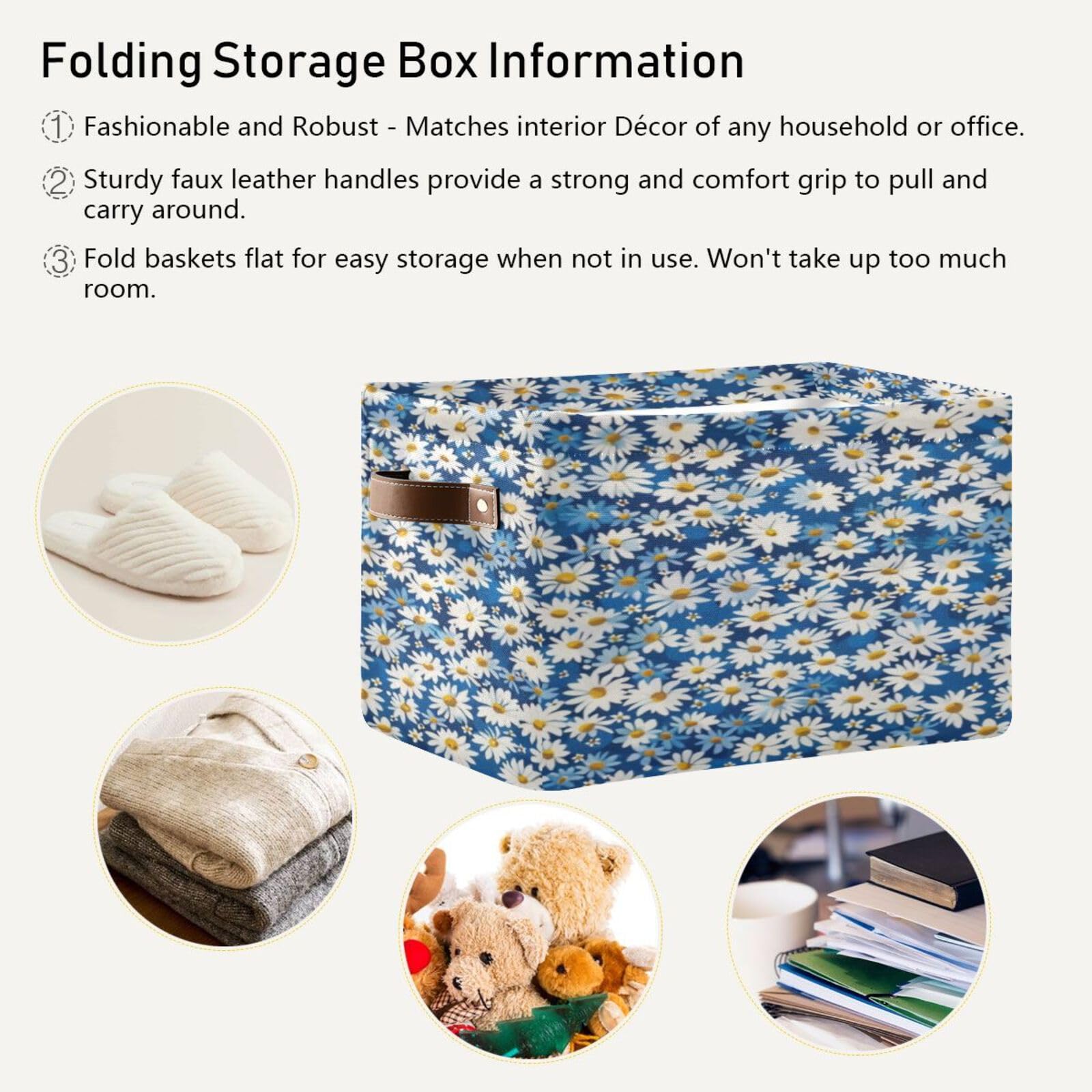 Large Fabric Storage Bins with Handles - Collapsible Closet Organizer Baskets for Shelves, Clothes & Toys | Decorative Home Storage Solutions for Bedroom, Nursery & Playroom Organization
