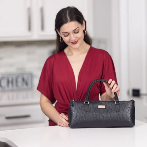 Sachi La Soir'ee Insulated Wine Tote Bag - Faux Leather Quilted Wine Purse & Clutch for Women | Stylish Silver Wine Carrier Cooler Bag for Parties, Picnics & Gifts