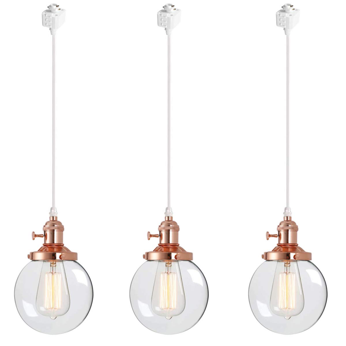 Kiven 3-Light H-Shaped Dimmable Track Lighting Pendant Fixture in Copper - Perfect for Kitchen Island, Dining Room & Modern Home Decor