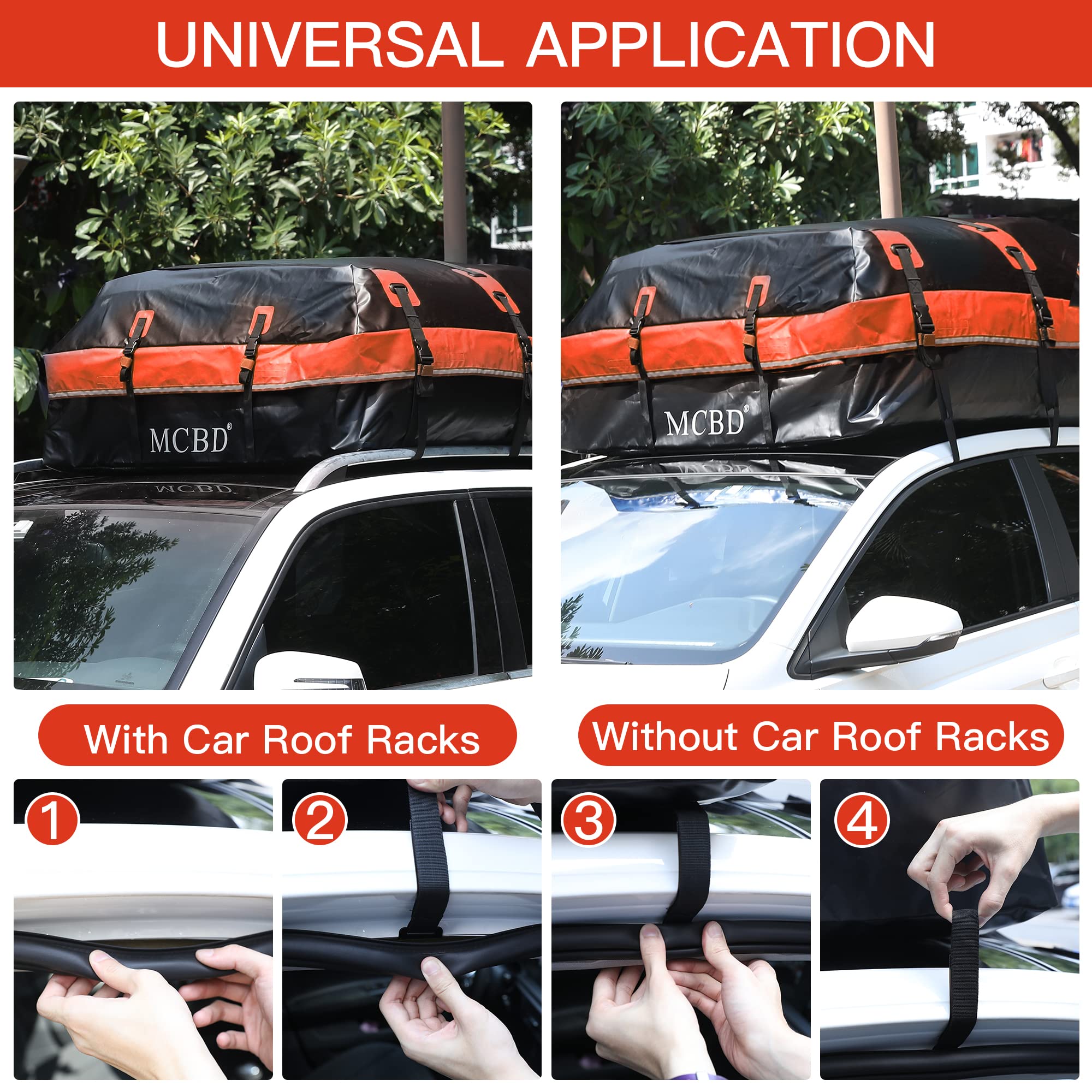 26 Cubic Feet Waterproof Rooftop Cargo Carrier - Universal Soft-Shell Roof Bag for SUVs & Cars with/without Rails | Includes 8 Reinforced Straps, 6 Door Hooks, Storage Bag & Anti-Slip Mat | Perfect for Road Trips, Camping & Extra Luggage Storage