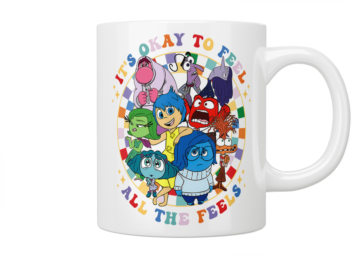 Inside Out: It's Okay To Feel All The Feels Coffee Mug - Emotional Support Gift for Disney Pixar Fans, Perfect for Hot Drinks at Home or Office