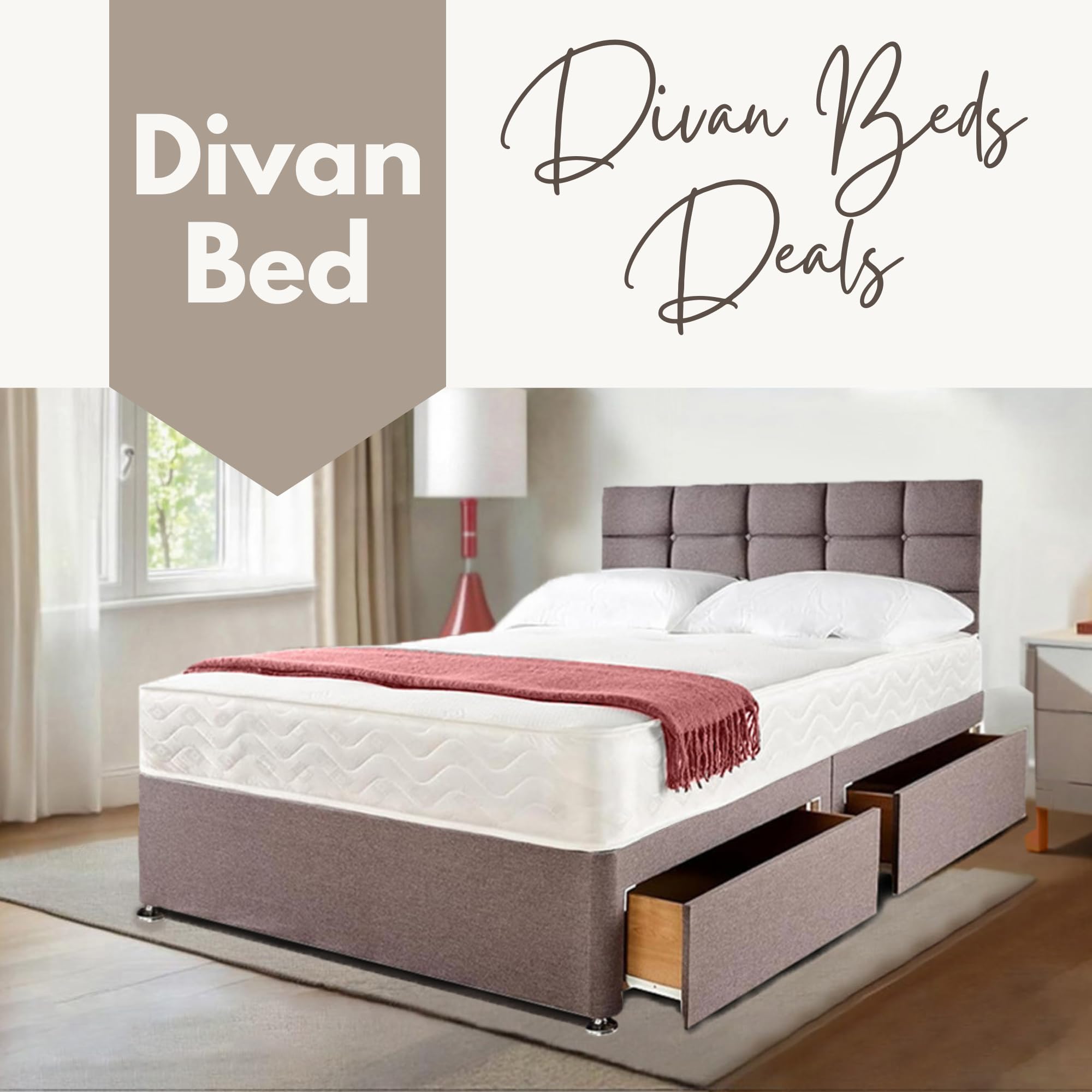 Grey Double Divan Bed with 20