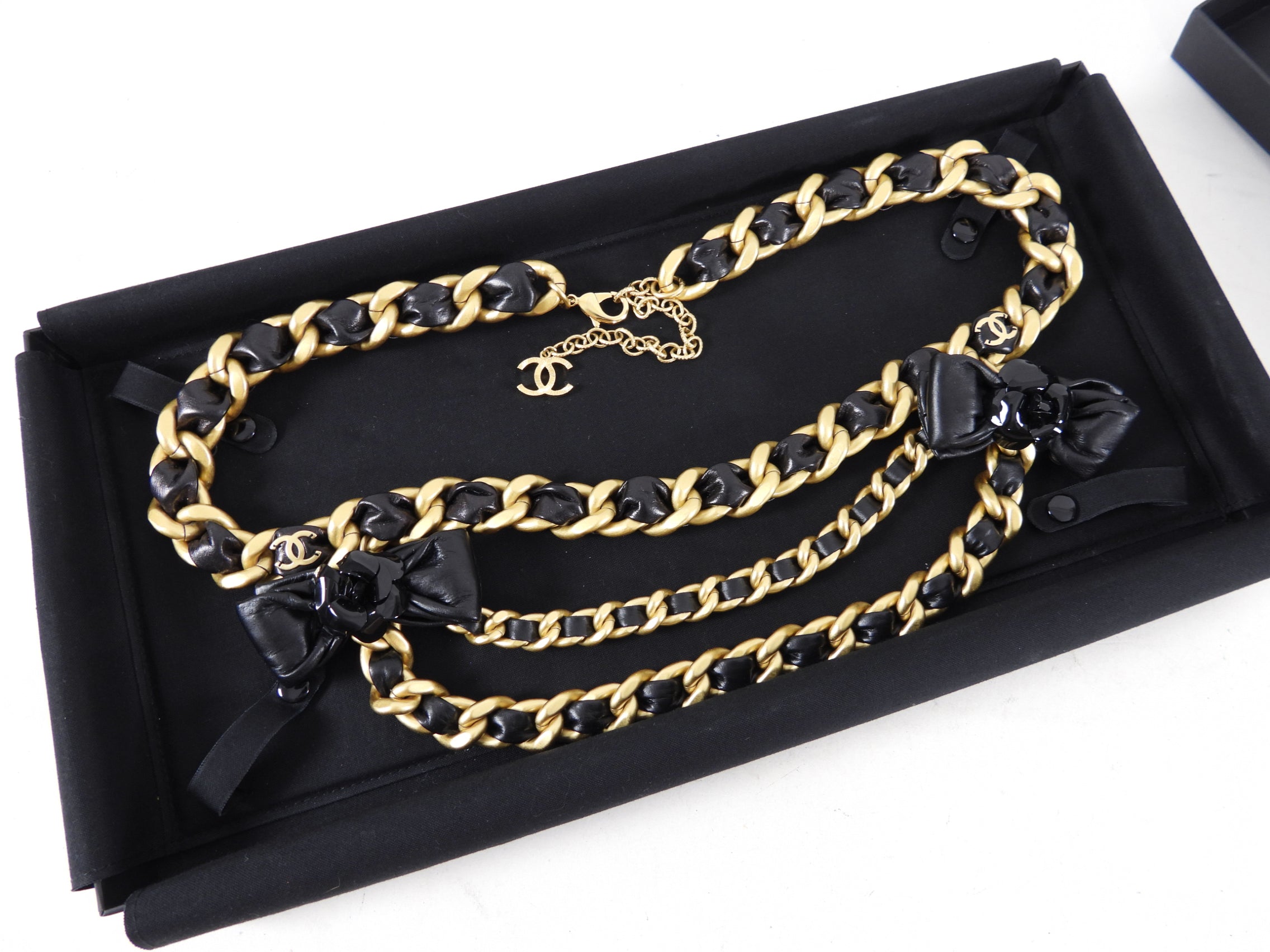 Chanel 20A Runway Chain & Lambskin Bow Belt - Luxury Designer Waist Belt for Women | Perfect for Parties, Weddings & Formal Events