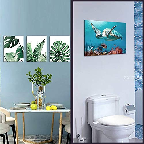 Modern Canvas Wall Art Set - 2 Piece Beach Themed Bathroom & Bedroom Decor (12x16in x4) - Perfect for Teen Girl Room, Christmas Gifts & Home Wall Decoration