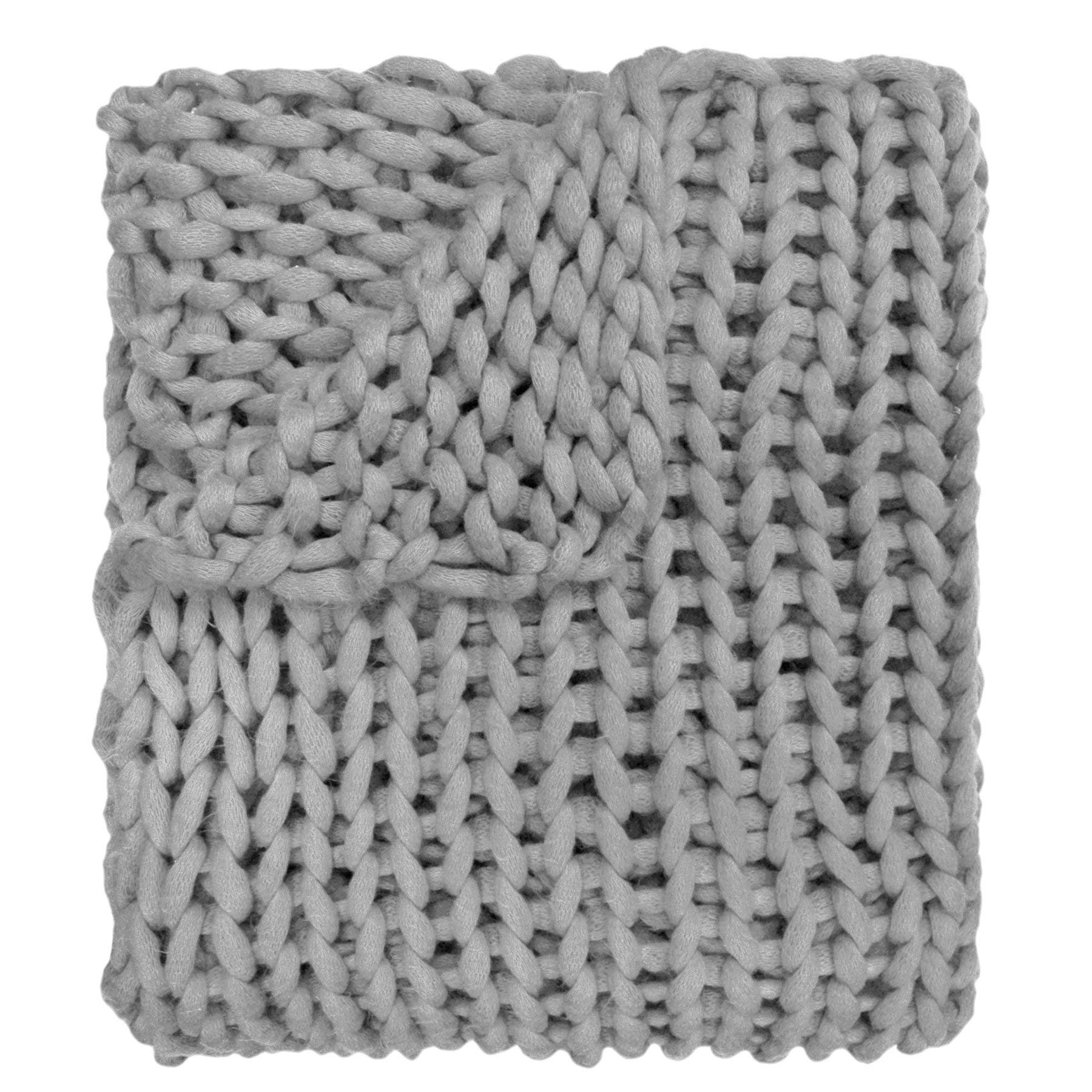 Grey Chunky Knit Throw Blanket - Extra Large Bulky Knitted Blanket with Thick Yarn, Weighted & Warm Plush Knit Blanket for Bedroom, Sofa, Couch - Super Soft Comfy Cozy Acrylic Blanket - Perfect for Winter Gifts, Picnics & Birthday Presents