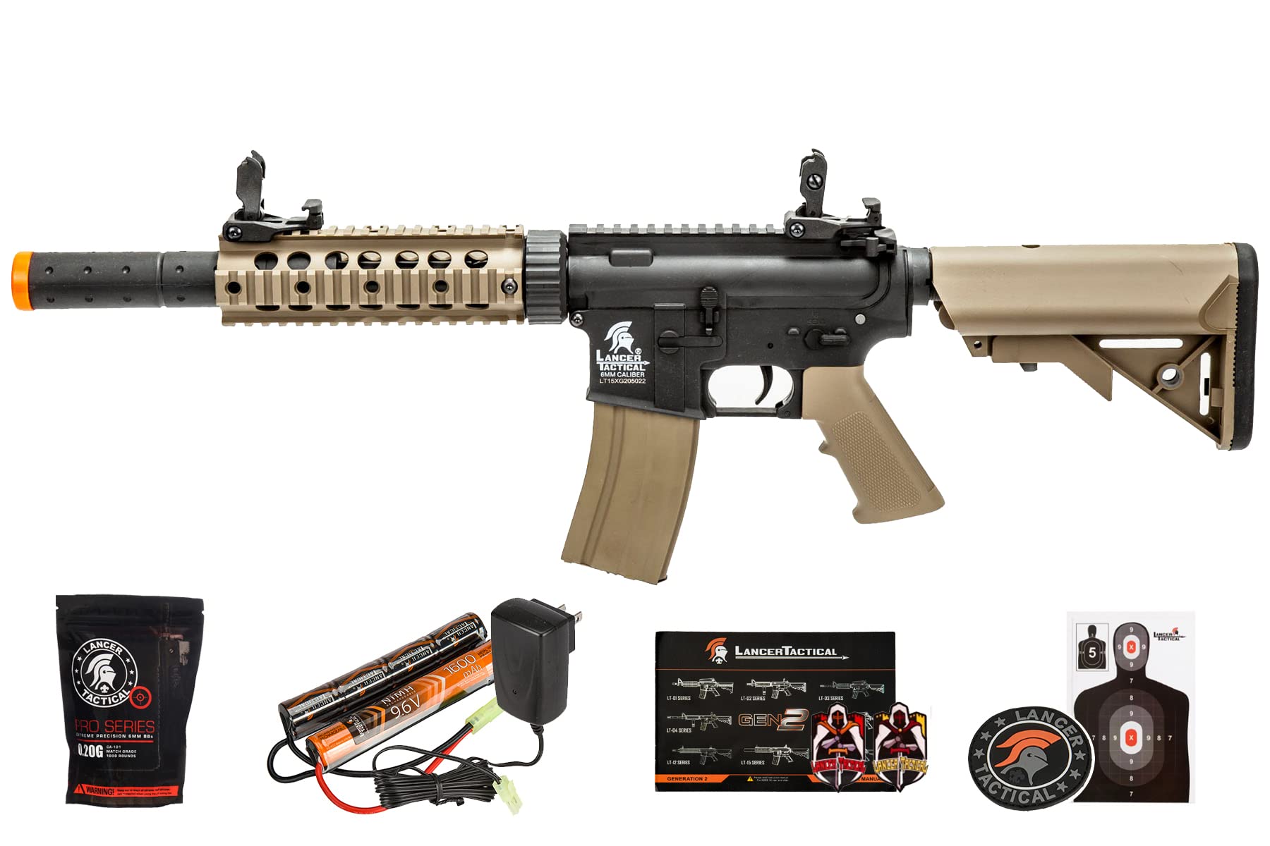 Lancer Tactical Gen 2 M4 Airsoft Rifle - Durable Polymer Body, Full/Semi-Auto AEG, Picatinny Rail | Includes 0.20g BBs, Charger & Battery | Perfect for Tactical Training, Outdoor Games & Airsoft Battles