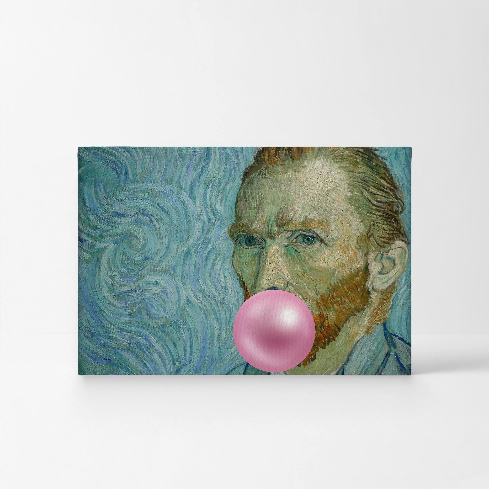 Vincent Van Gogh Self Portrait Pink Bubble Gum Art Canvas Print - Famous Classic Wall Art Decor, Stretched Ready to Hang, 30x40 Inch - Perfect for Living Room, Bedroom & Office Decor | Made in USA