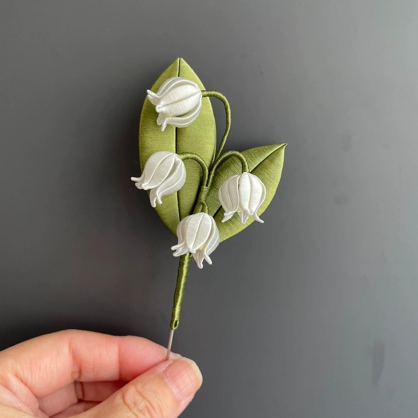 Lily of the Valley Silk Brooch - Handcrafted Floral Pin for Women | Elegant Accessory for Weddings, Parties & Special Occasions