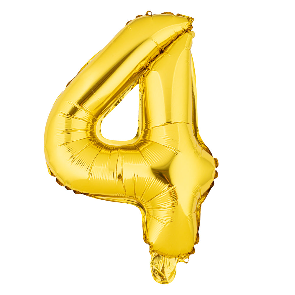 Balloonify Gold Mylar Number 4 Balloon - 16 Inch - 1 Count Box - Perfect for Birthdays, Anniversaries & Party Decorations