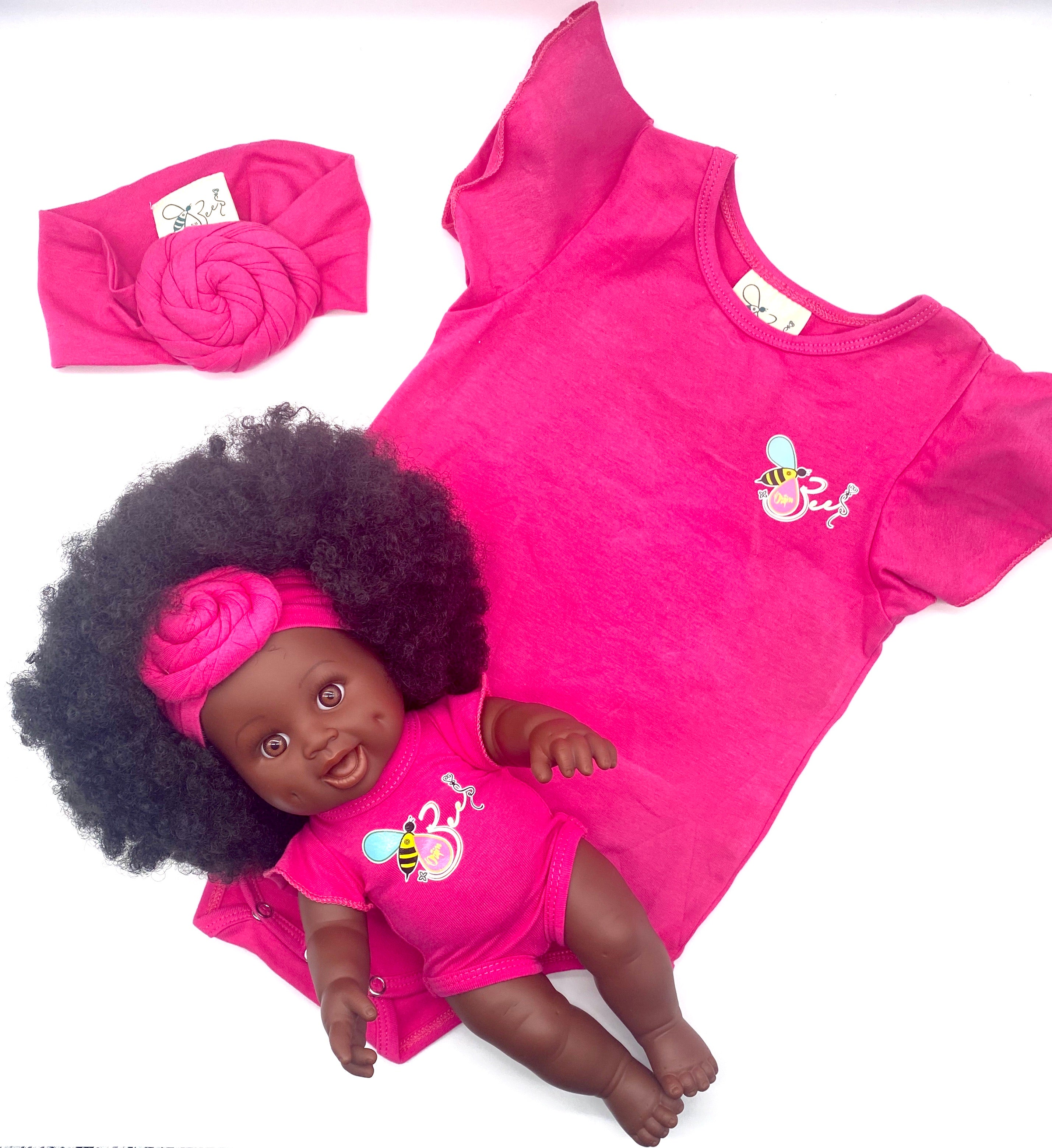 Matching Girl and Doll Romper & Headbands Set - Cute Outfit for Girls and Their Dolls (Doll Sold Separately) | Perfect for Birthday Parties, Photo Shoots, and Playtime