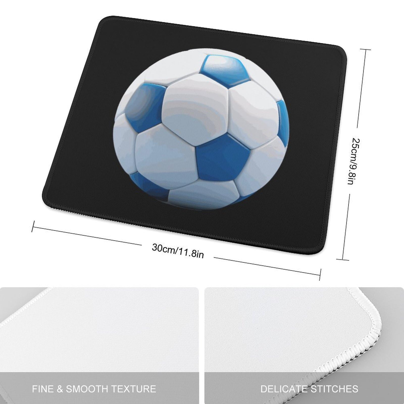 Premium Football-Themed Mouse Pad - Non-Slip Rubber Base, Stitched Edge, Waterproof (9.8