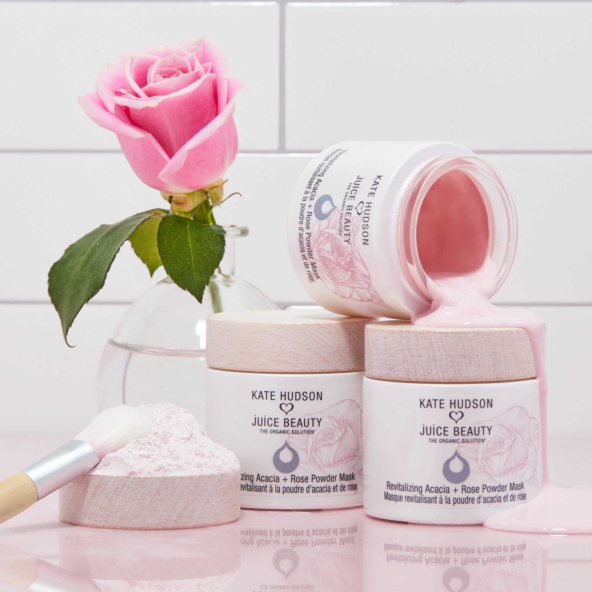 Juice Beauty Revitalizing Acacia + Rose Powder Mask - Organic Face Mask for Glowing Skin | Hydrating & Brightening Treatment for Dry & Dull Skin | Perfect for Spa Nights & Self-Care Routines