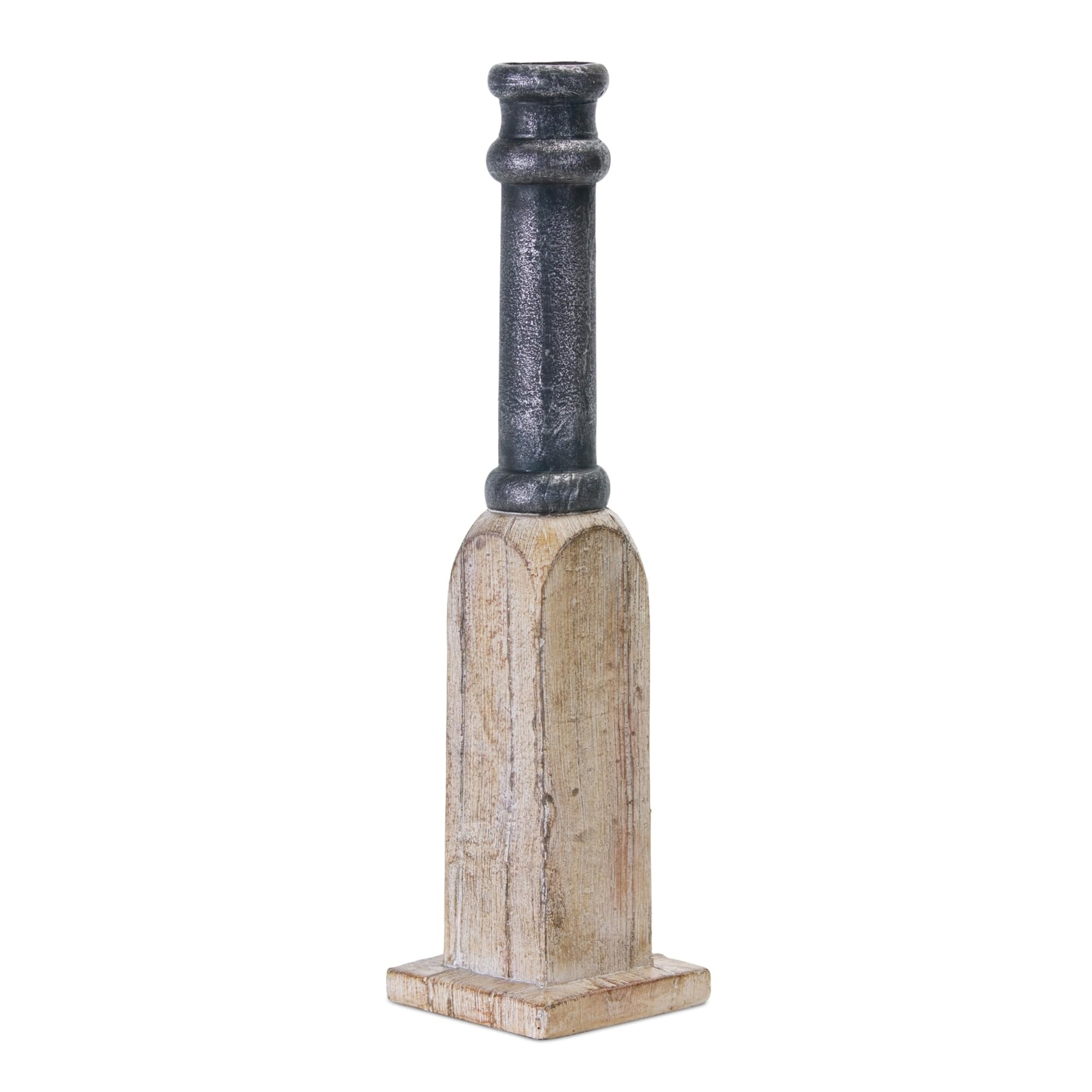 Set of 4 Rustic Brown and Black Candle Holders - 13.25 Inch Tall Farmhouse Decor for Dining Table, Wedding Centerpiece, and Home Decor