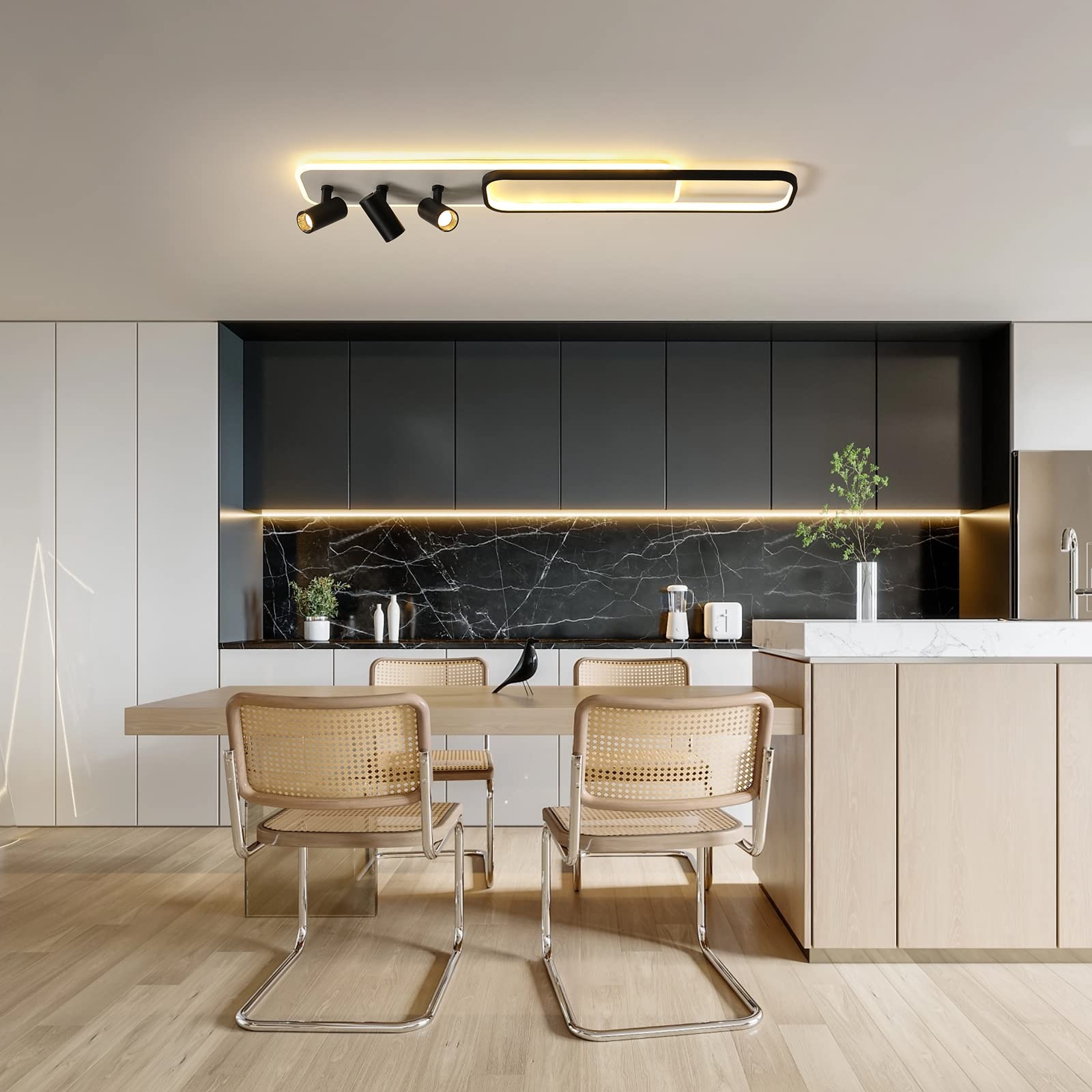 Modern Adjustable Dimmable Ceiling Light with 3 Reflectors - Energy Efficient LED Lighting for Living Room, Bedroom, Kitchen & Dining Room - Perfect for Home Decor and Ambient Lighting