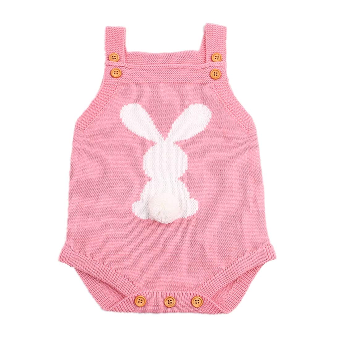 Baby Girls Knitted Romper Jumpsuit - Soft & Cozy Bunny Outfit for Easter & Winter - Toddler Casual Clothes for Playdates, Holidays & Family Photos