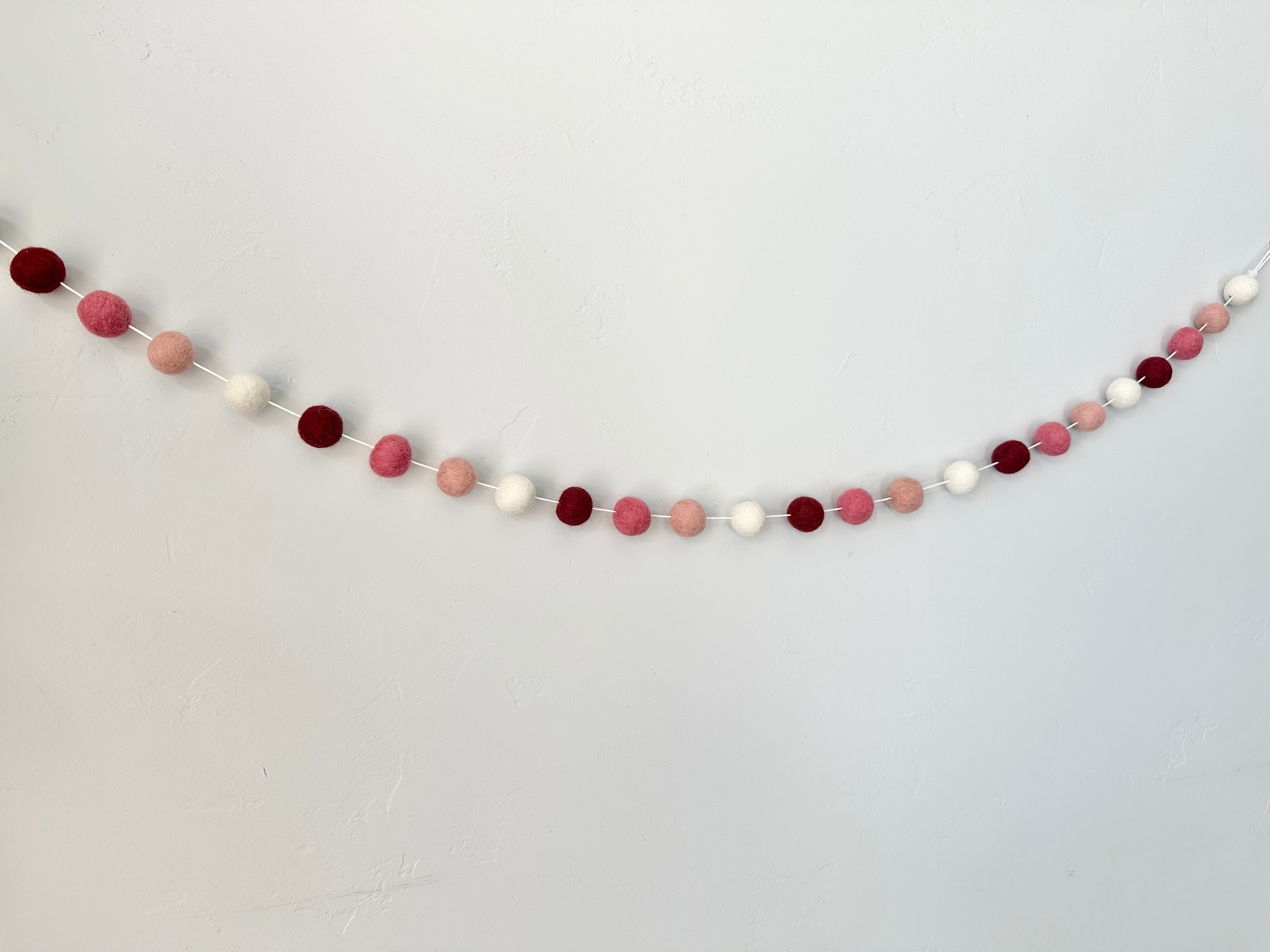 Dark Pink Ombre Felt Ball Garland - Handmade Wool Decor for Nursery, Wedding & Party Backdrop - Perfect for Baby Shower, Birthday & Home Decoration