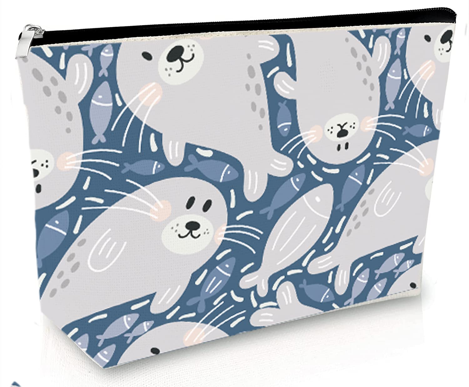 Waterproof Cosmetic Bag for Travel - Cute Dolphin Print Makeup Pouch, Plant Lover Gift, Portable Toiletry Organizer for Purse & Gym Bag Accessories | Perfect for Vacation, Daily Use & Gift Giving