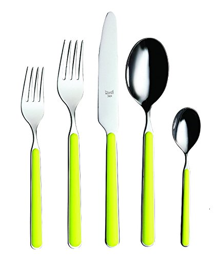 Premium MEPRA Flatware Set in Lime Green - 18-Piece Stainless Steel Cutlery Set for Dining, Kitchen & Entertaining - Elegant Tableware for Restaurants, Weddings & Home Use