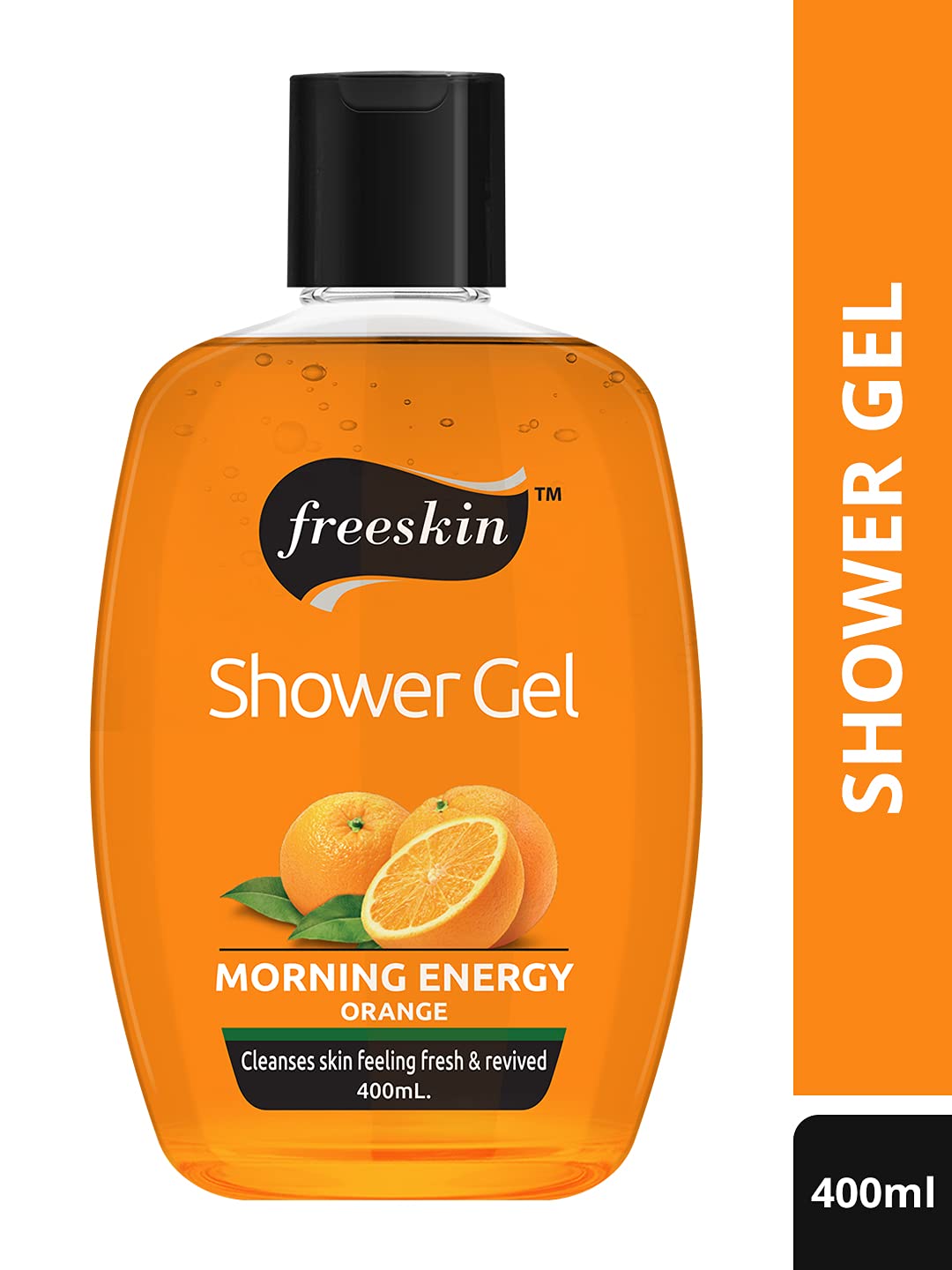 Freeskin Orange Body Wash & Shower Gel - 400ml, Paraben-Free, Sulfate-Free, Mineral Oil-Free, Vegan & Cruelty-Free - Hydrating & Refreshing for All Skin Types - Perfect for Daily Use, Gym, Travel & Sensitive Skin Care