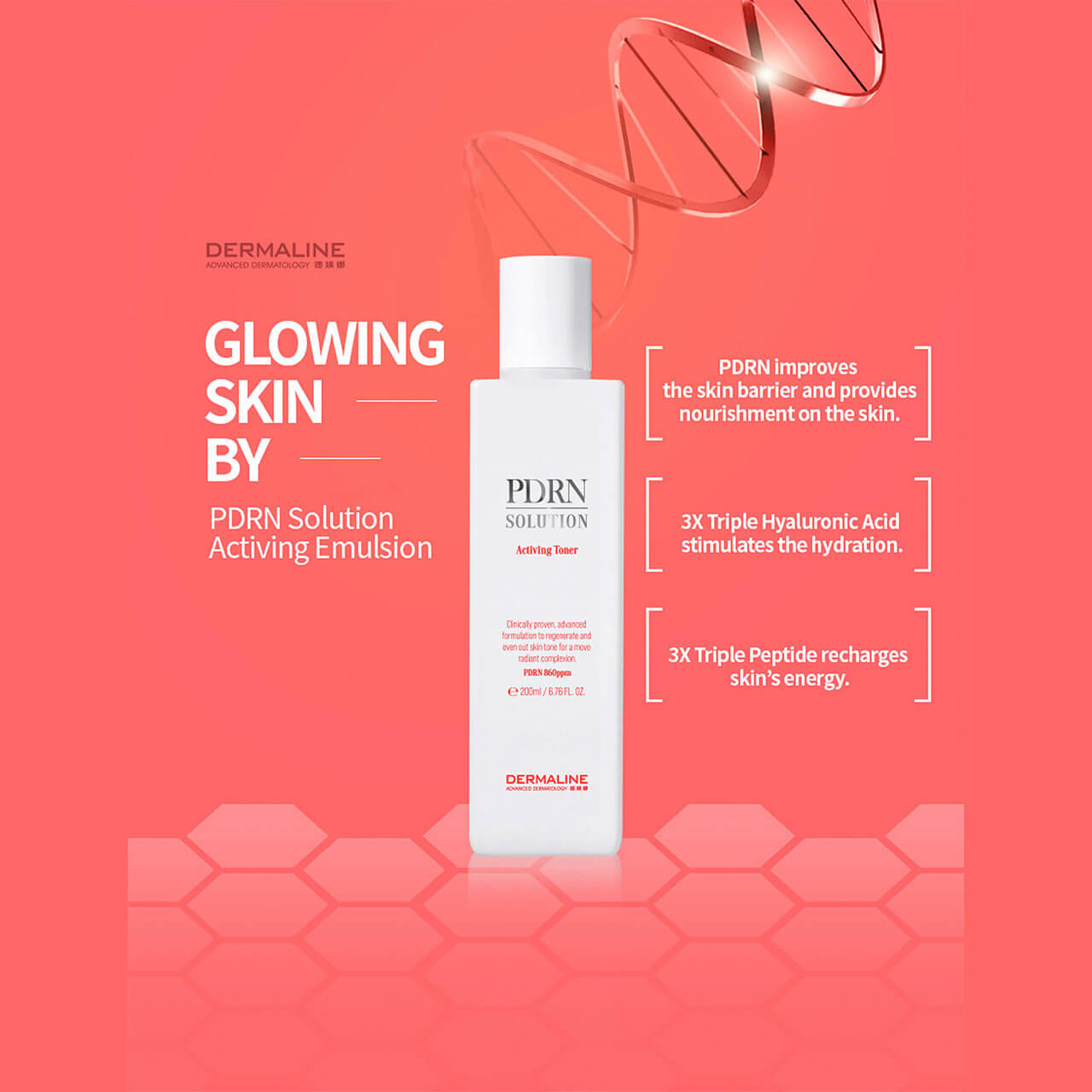 Dermaline PDRN Solution Activating Emulsion 200ml - Anti-Aging Skin Repair & Hydration for Face & Neck - Perfect for Daily Skincare Routine & Post-Procedure Recovery