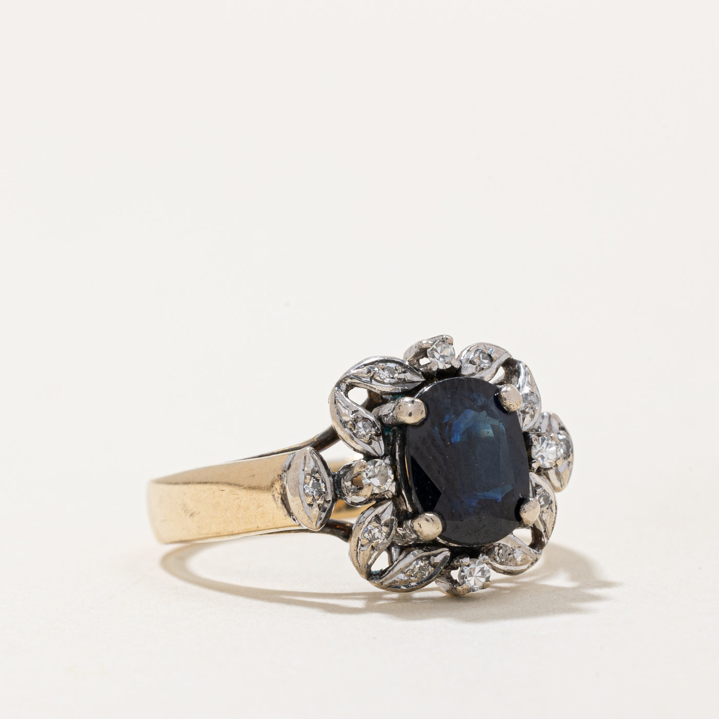 Elegant Sapphire and Diamond Cocktail Ring - 1.20ct Blue Sapphire with 0.10ctw Diamond Accents - Size 6.25 - Perfect for Evening Parties, Weddings & Special Occasions