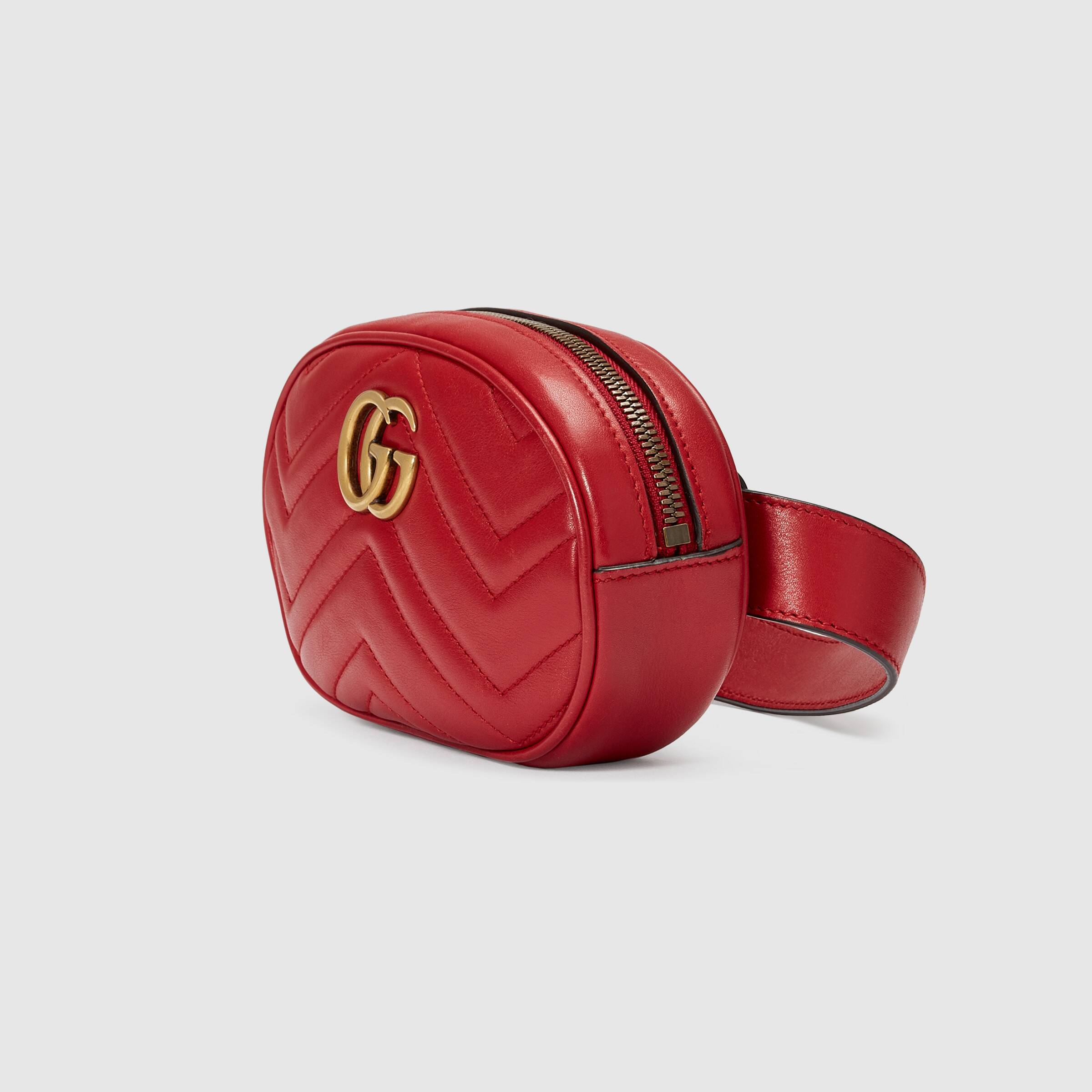 Gucci GG Marmont Matelassé Leather Belt Bag in Hibiscus Red | Crossbody Fanny Pack for Women | Perfect for Travel, Concerts & Everyday Use