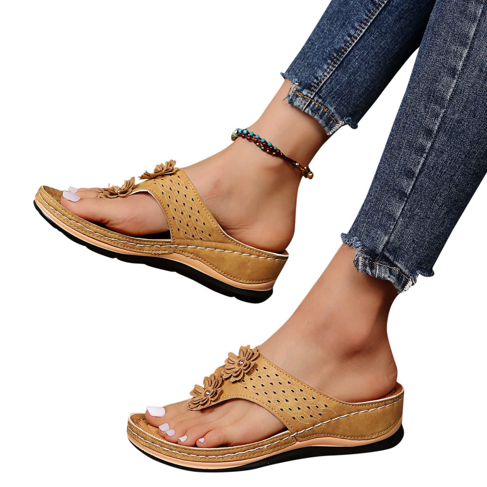 Women's Comfortable Dressy Summer Sandals with Bling - Flat Sandals for Casual Outings, Beach Wear & Evening Events | Sandalias De Mujer Elegantes
