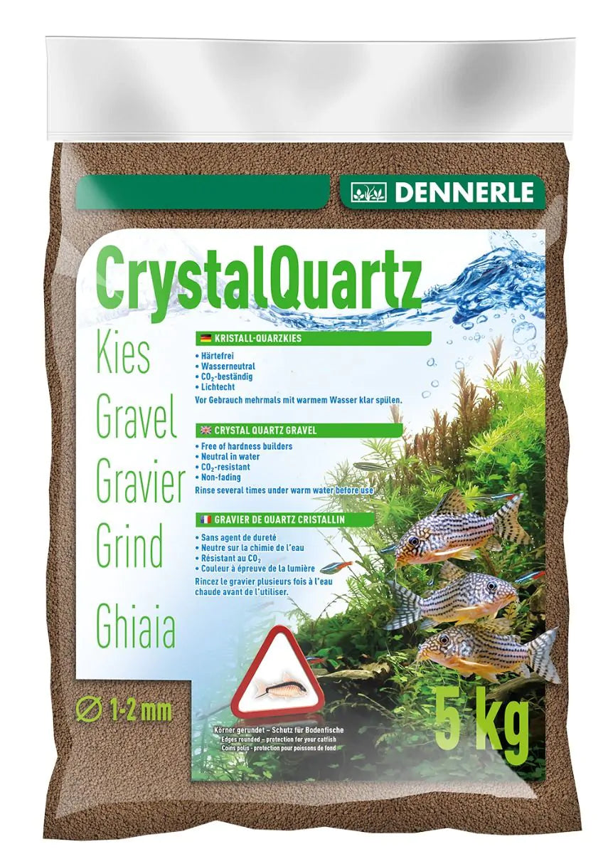 Dennerle Crystal Quartz Gravel 5kg - Premium Aquarium Substrate for Planted Tanks & Nano Aquascaping | Natural Decorative Sand for Fish Tanks, Shrimp Tanks & Betta Bowls