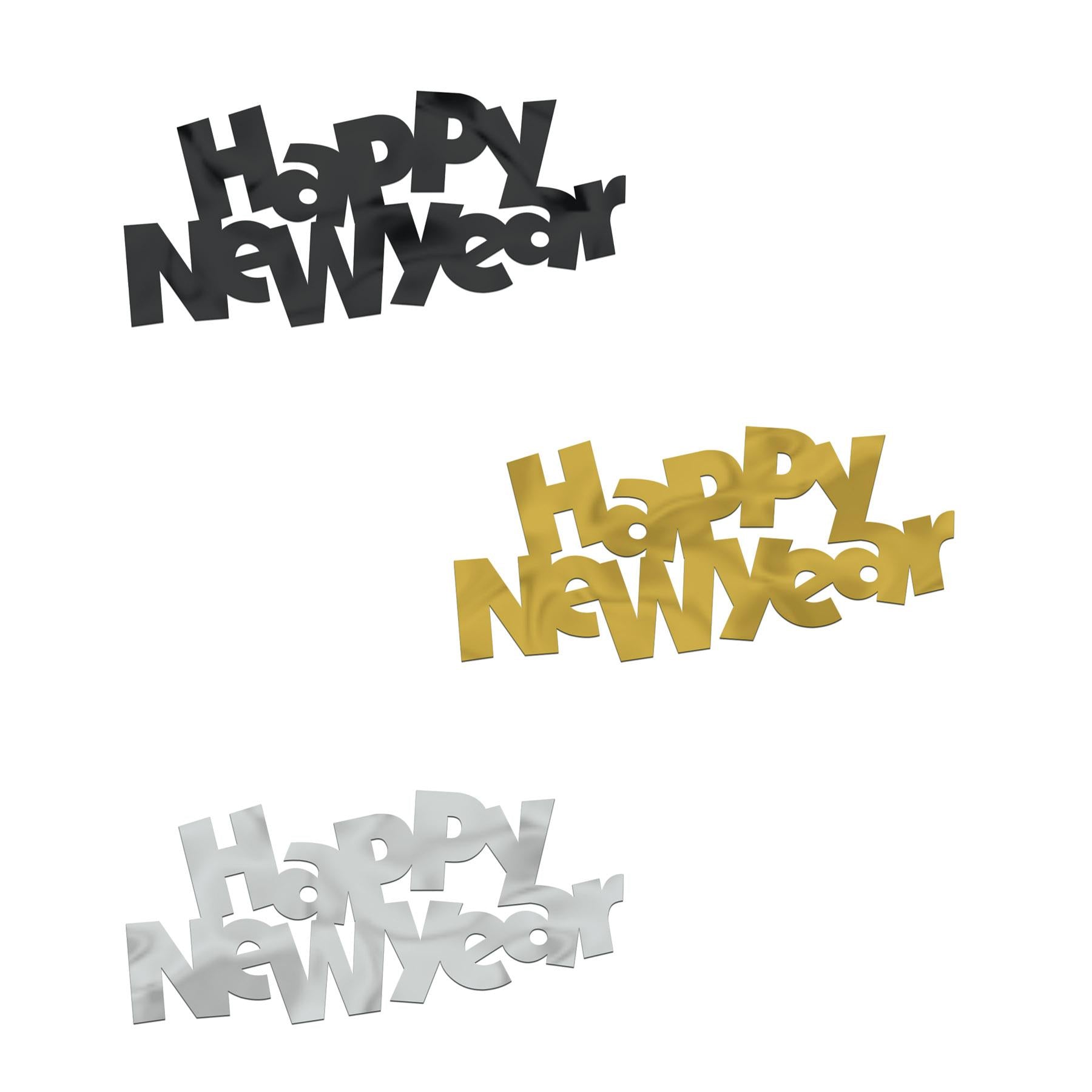 12 Pack Beistle Black Gold Silver Jumbo Happy New Year Confetti - Perfect for New Year's Eve Party Decorations & Celebrations