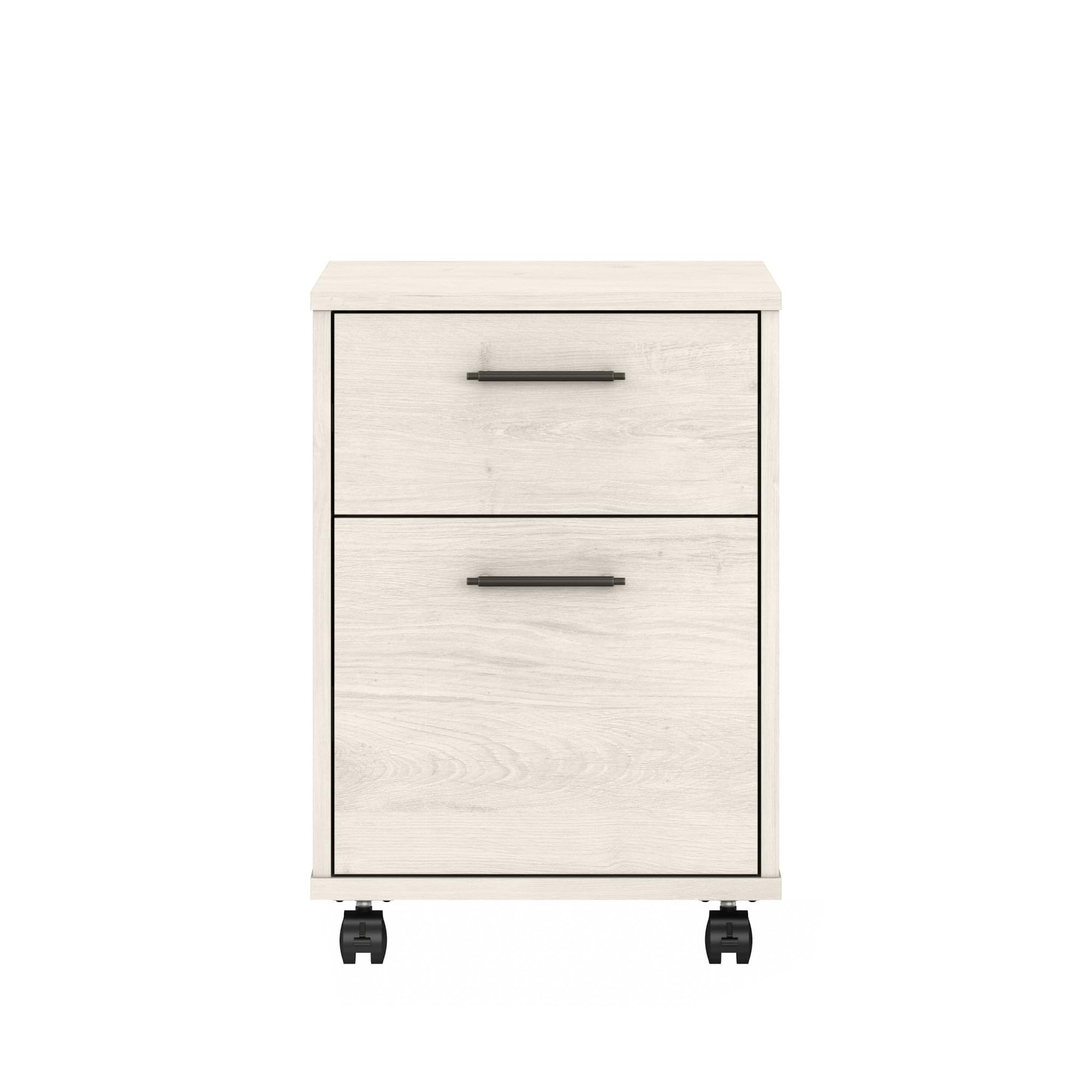 Bush Furniture Key West 2-Drawer Rolling File Cabinet - Linen White Oak Mobile Storage Cabinet for Home Office, Small Under Desk Organization with Wheels | Perfect for Document Storage & Workspace Organization