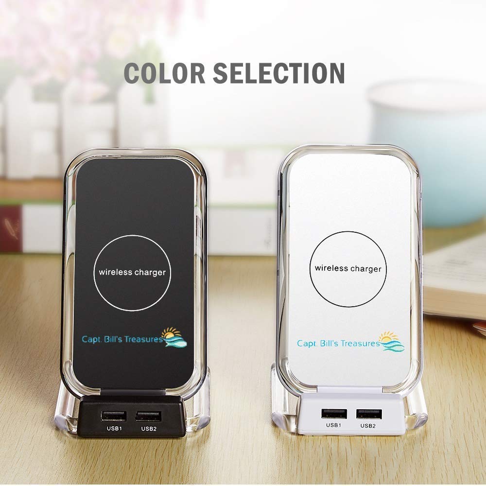Fast Wireless Charging Stand for iPhone & Samsung - Qi-Certified 3-in-1 Charger with Dual USB Ports - Compatible with Smartphones, Smartwatches & Earbuds (Black/White) - Perfect for Home, Office & Travel Use
