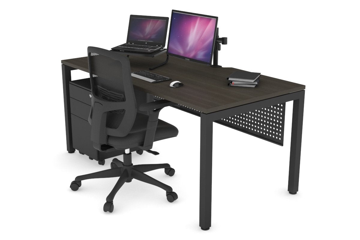 Modern Quadro Square Legs Office Desk - 1600L x 800W with Cable Management Scallop | Sturdy Workstation for Home Office, Study Room & Professional Workspace