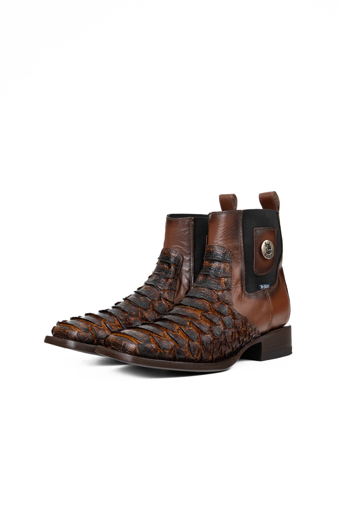 Rock'em Clon Python Square Toe Ankle Boots for Women - Stylish Western Cowgirl Boots with Genuine Python Print - Perfect for Country Concerts, Rodeos & Fall Fashion Outfits