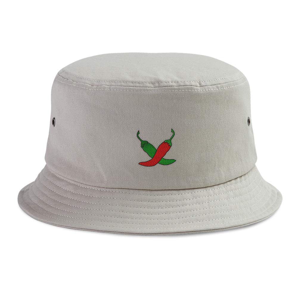 Custom Embroidered Chili Peppers Cotton Bucket Hat for Men & Women - Summer Outdoor Beach, Music Festival & Casual Wear