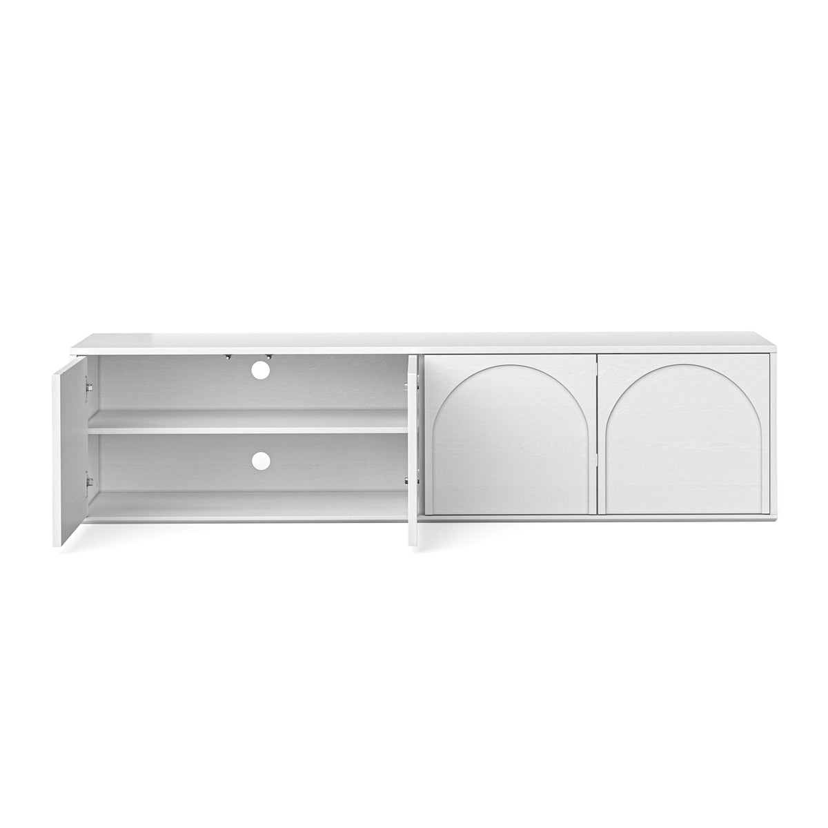 Modern Aurora 4-Door TV Stand with Storage - Solid Wood Entertainment Center for Living Room, Bedroom & Home Theater Setup