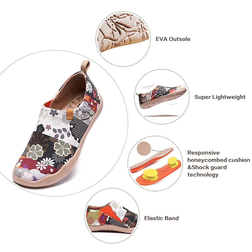 UIN Women's Art Travel Slip-On Shoes - Lightweight Breathable Casual Loafers for Walking, Work & Travel | Comfortable Flats for Women | Perfect for Office, Vacation & Everyday Wear