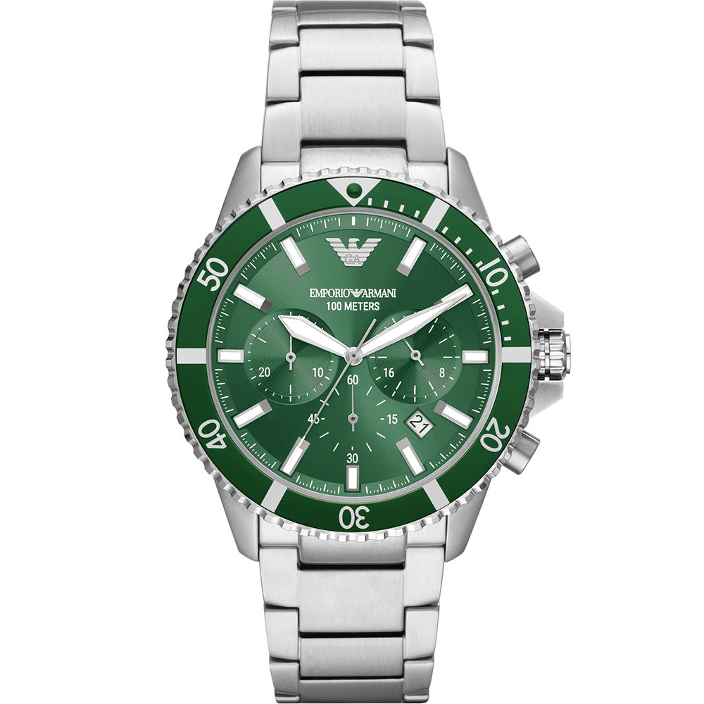 Emporio Armani AR11500 Men's Stainless Steel Diver Watch - Waterproof Luxury Timepiece for Swimming, Diving & Everyday Wear