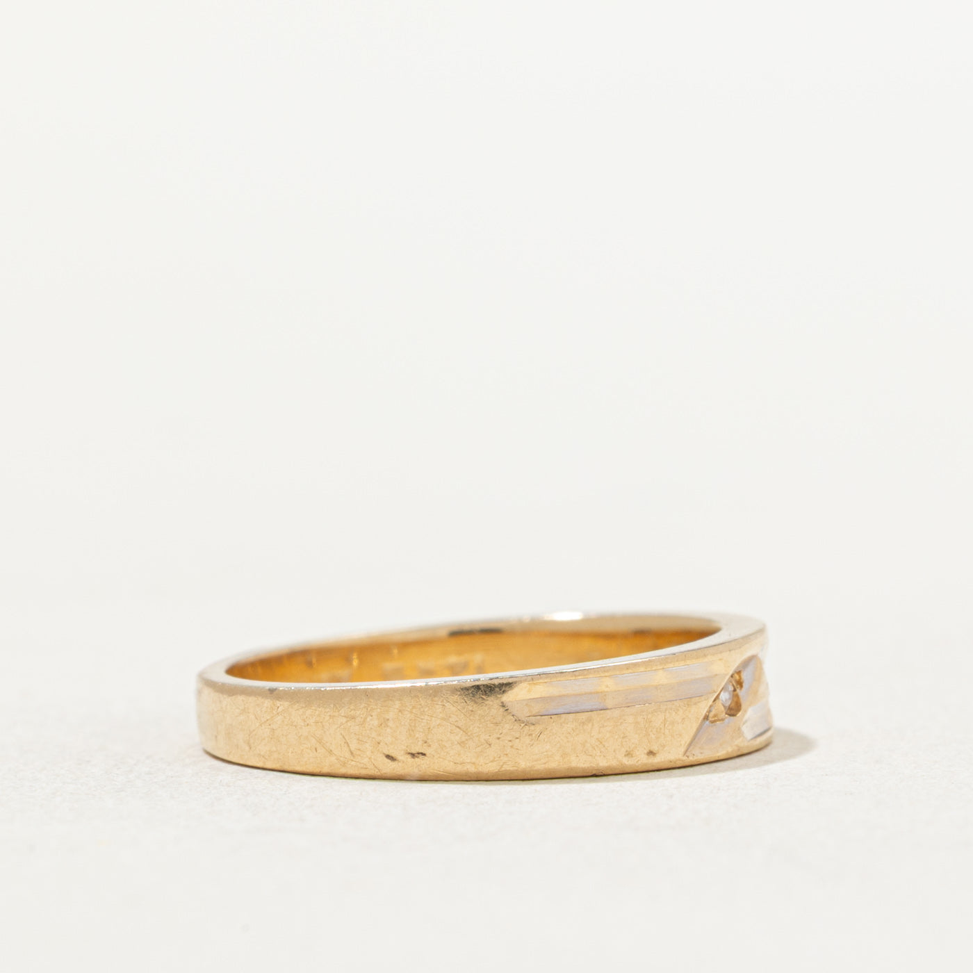 Three Stone Diamond Textured Wedding Band Ring | 0.015ctw | Size 5.5 | Perfect for Engagement, Anniversary & Bridal Jewelry Gifts