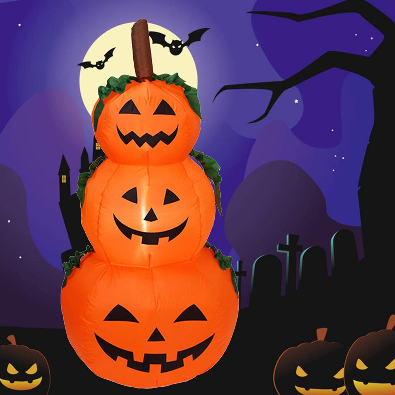 YOULEMIGN 4 Ft Inflatable Halloween Pumpkin Outdoor Decor with Built-in LED Lights - Spooky Holiday Yard Decoration for Halloween, Thanksgiving & Fall Parties (Perfect for Front Lawn, Garden & Porch Decor)