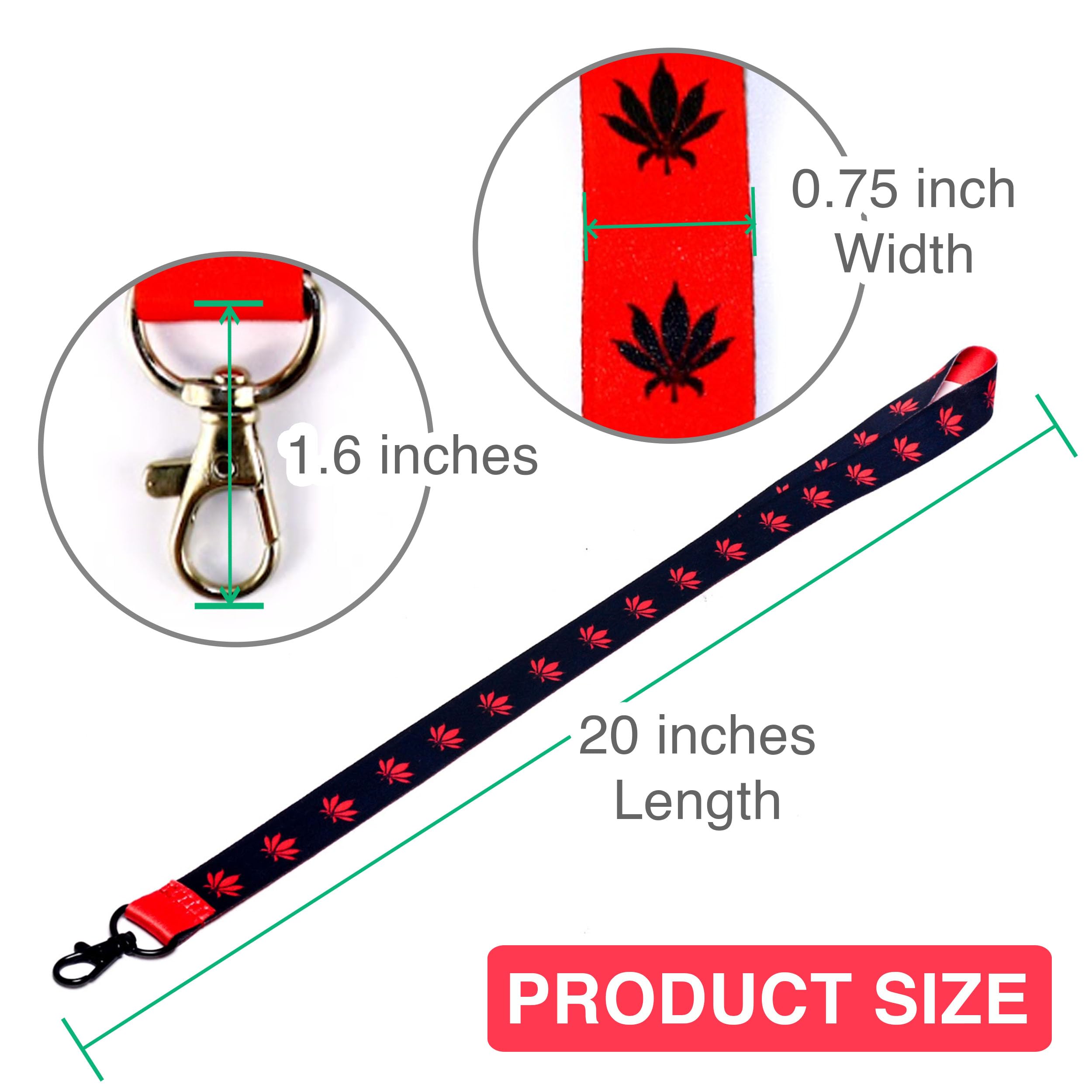 EASTEX Marijuana Leaf Lanyard Keychain - Weed Vape ID Holder for Keys & Badges - Stylish Keychain for Men & Women - Perfect for Festivals, Concerts & 420 Events