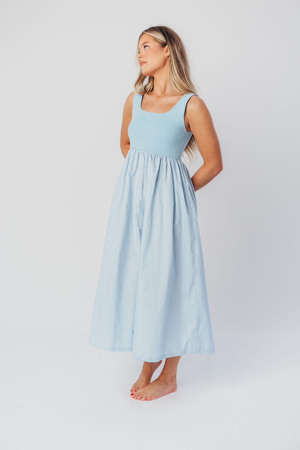 Addie Tank Midi Dress - Flowy Blue Summer Dress for Women | Perfect for Beach Vacations, Brunch Dates & Casual Outings
