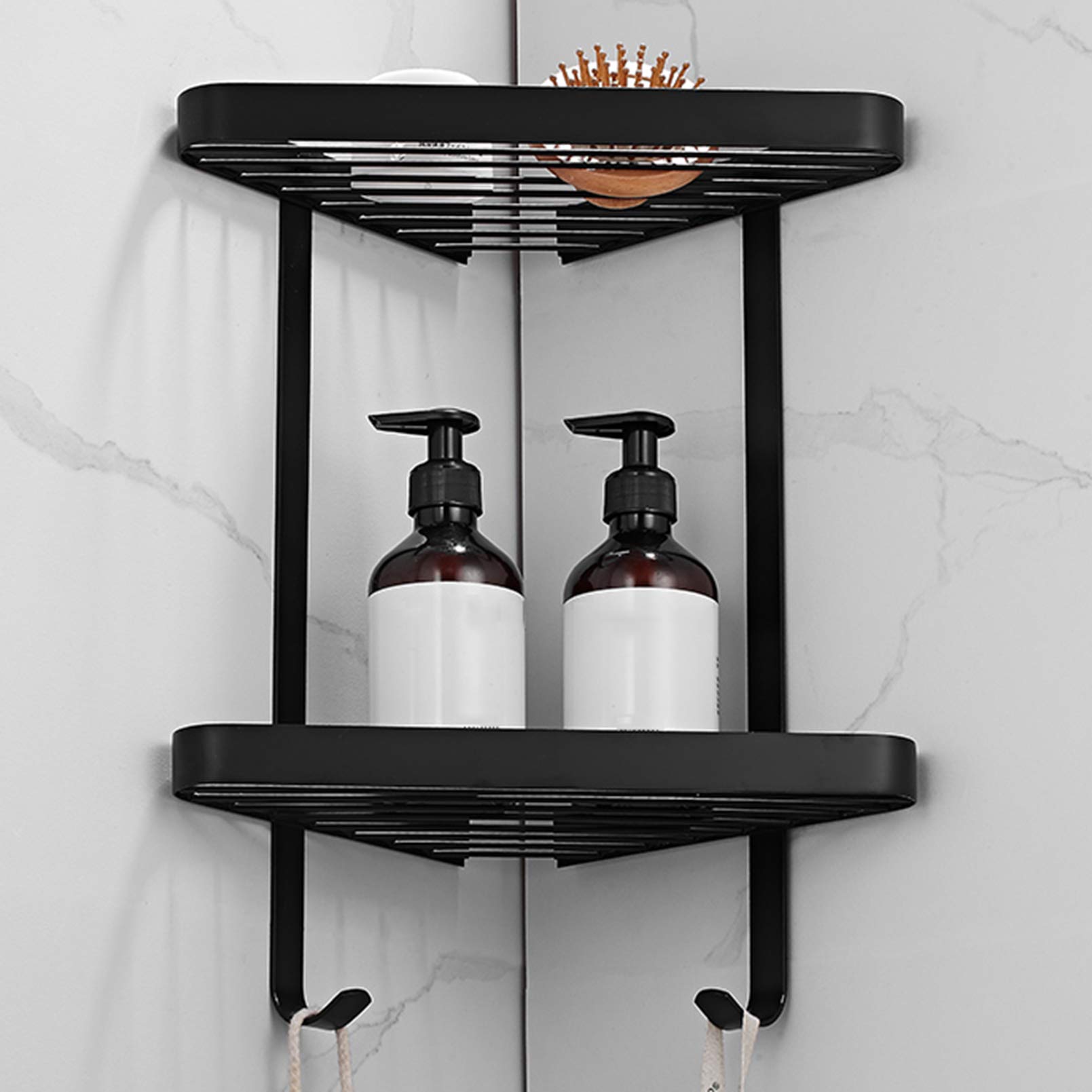 Corner Storage Shelf - Wall Mounted Shower Caddy Rack for Bathroom, Copper & Black Bathroom Organizer - Perfect for Shower, Bathtub, and Small Space Storage