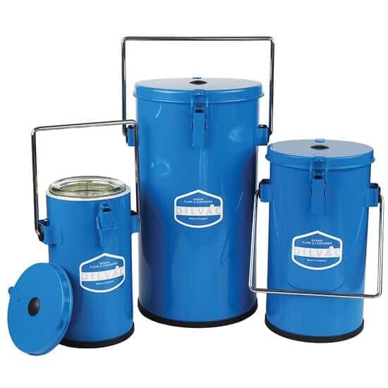 Premium 4.5L Blue Enameled Steel & Glass Dewar Flask with Handle, Secure Lid & Clamps - Perfect for Coffee, Tea, Camping & Laboratory Use