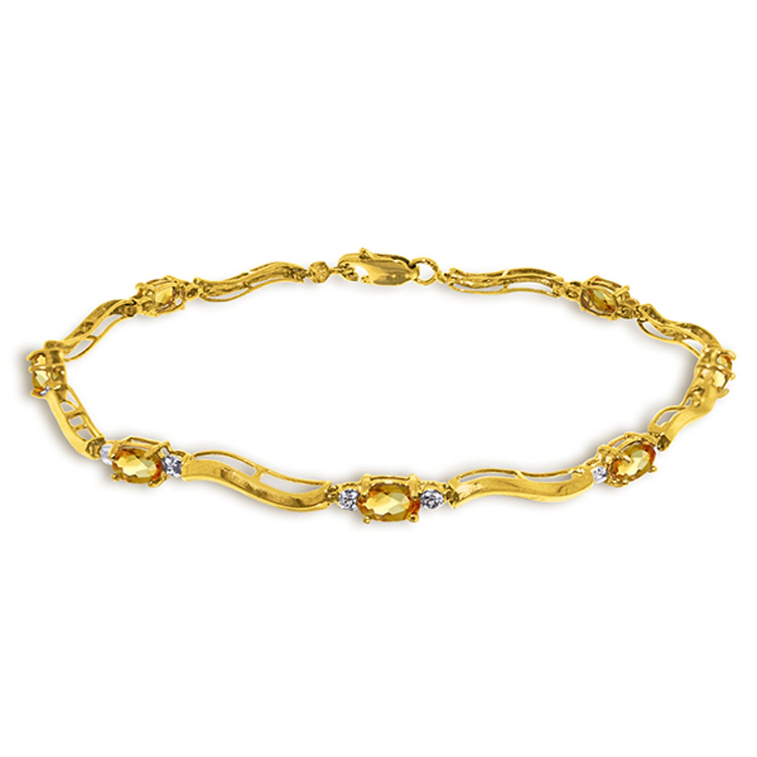 14K Solid Gold Tennis Bracelet with 2.01 Carat Diamond & Citrine - Elegant Galaxy Gold GG Jewelry for Women | Perfect for Weddings, Anniversaries & Special Occasions