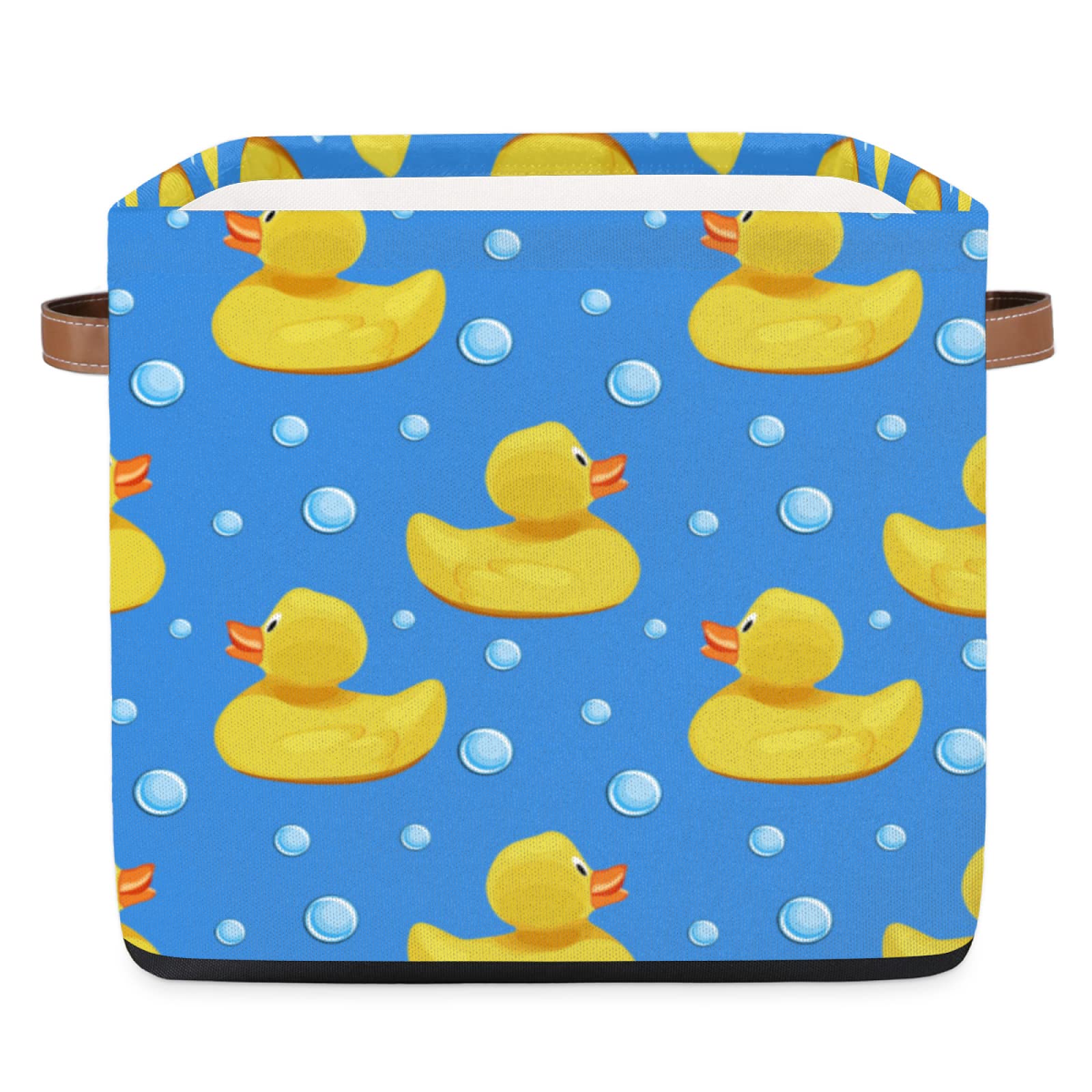Cute Duck Animal Collapsible Storage Cube Bins with Handles - Large 13x13x13 Inch Decorative Toy Organizer for Kids Bedroom, Nursery, Closet & Shelf - Perfect for Stuffed Animals, Books & Toys Organization
